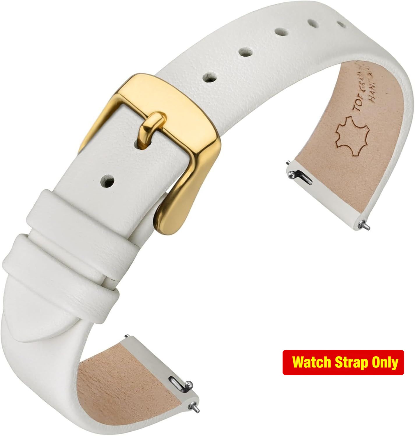 Quick Release Top Grain Leather Watch Band for 12mm-22mm Compatible Timepieces