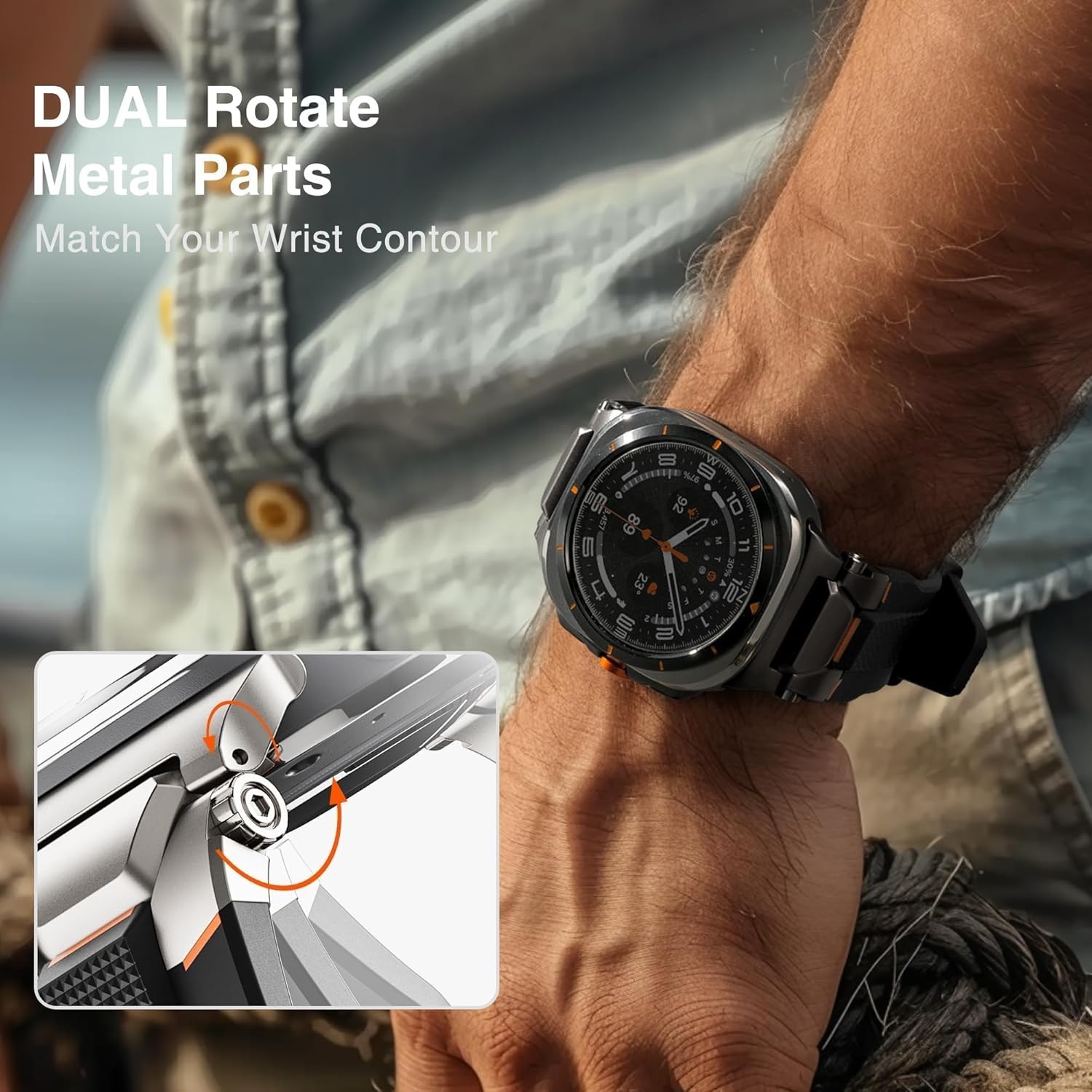 Premium TPU & Metal Black Strap for Samsung Galaxy Watch Ultra 47mm – Rugged Des