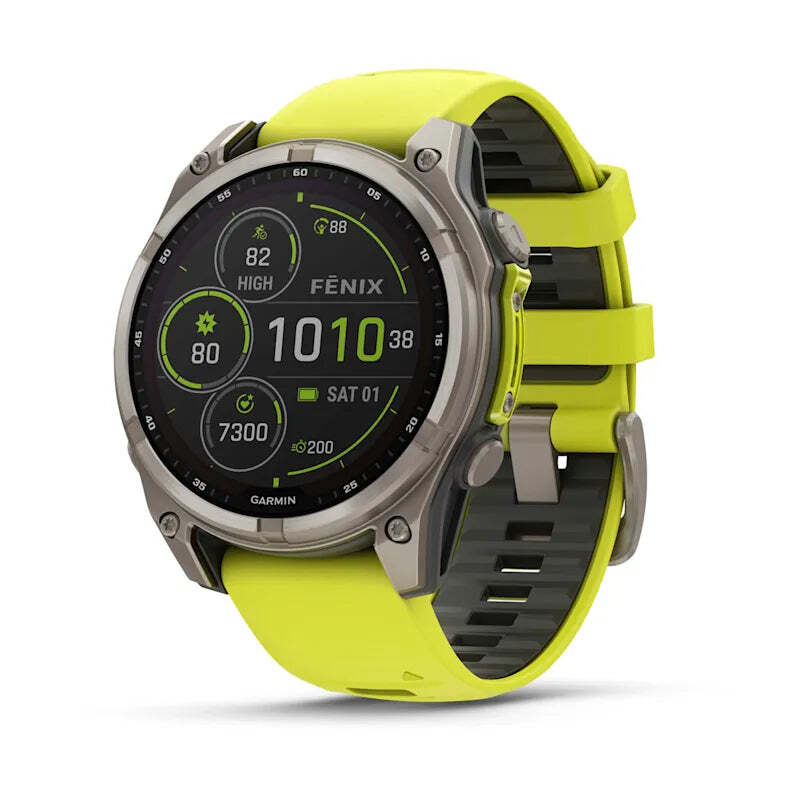 Garmin Fenix 8, 47mm AMOLED, Solar Sapphire Titanium Yellow (010-02906-20)