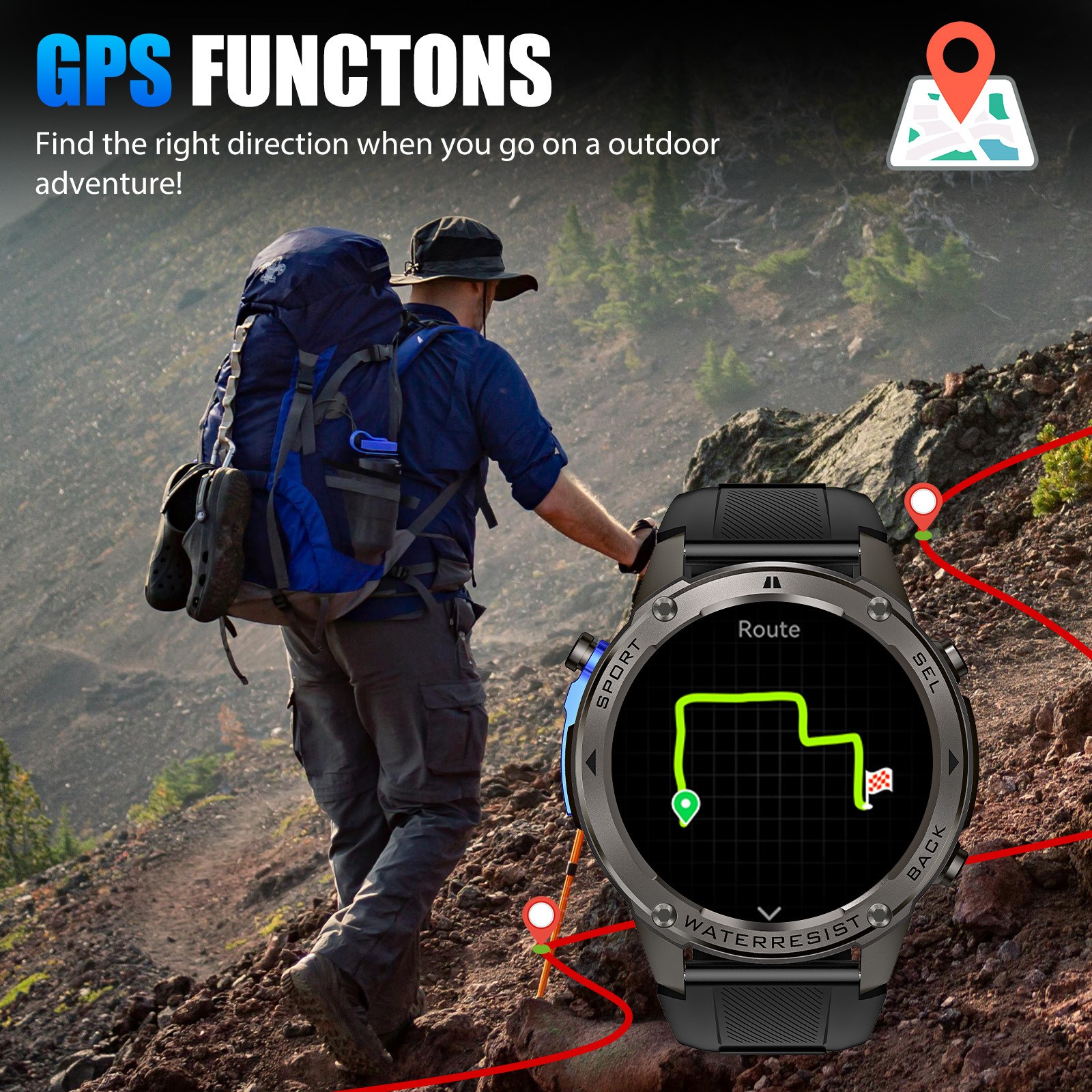 Military Smart Watch For Men(Call Receive/Dial)Rugged Fitness Tracker Waterproof