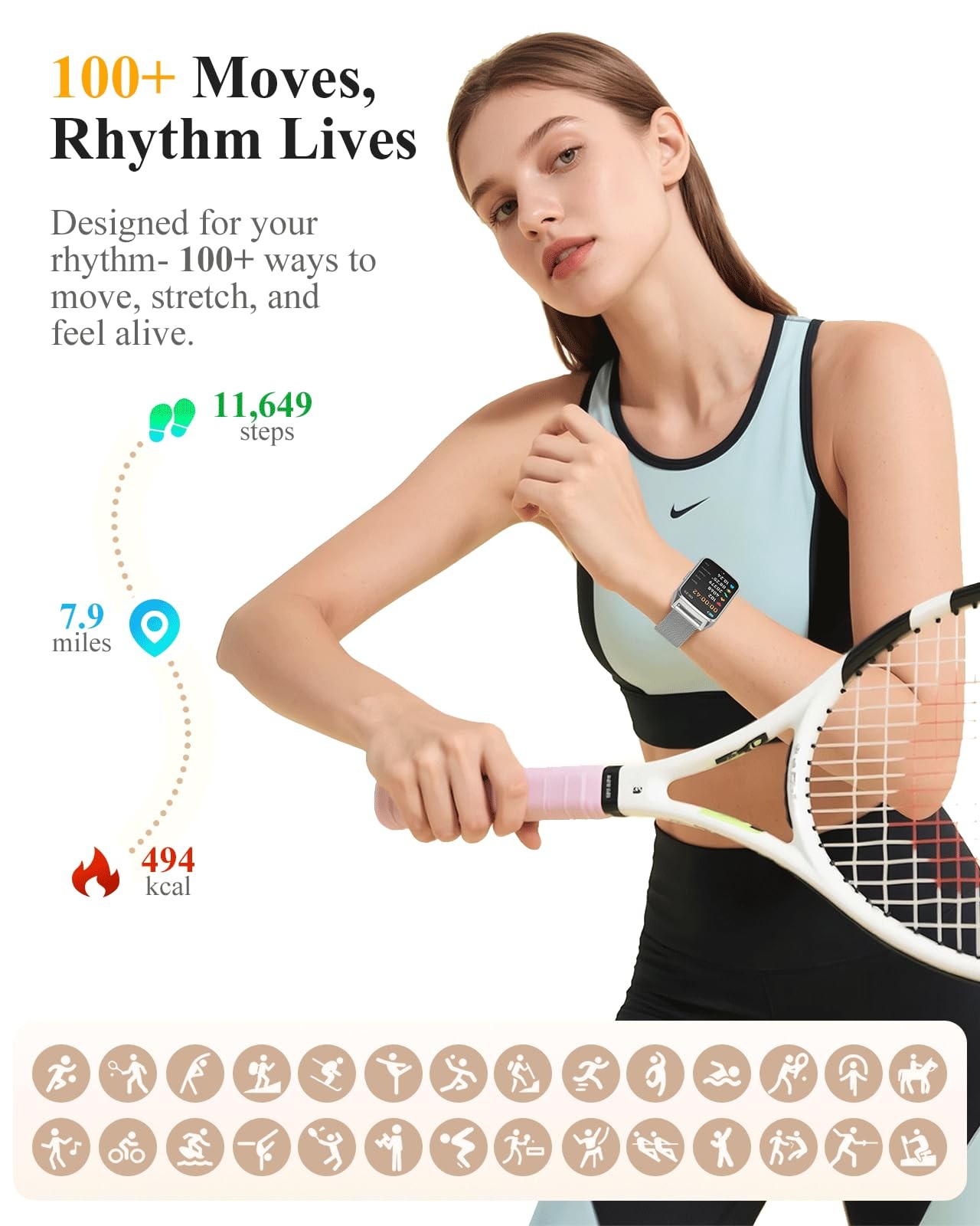 Fitness Tracker for Men, Step Counter with iPhone Android, IP68 Waterproof Ac…