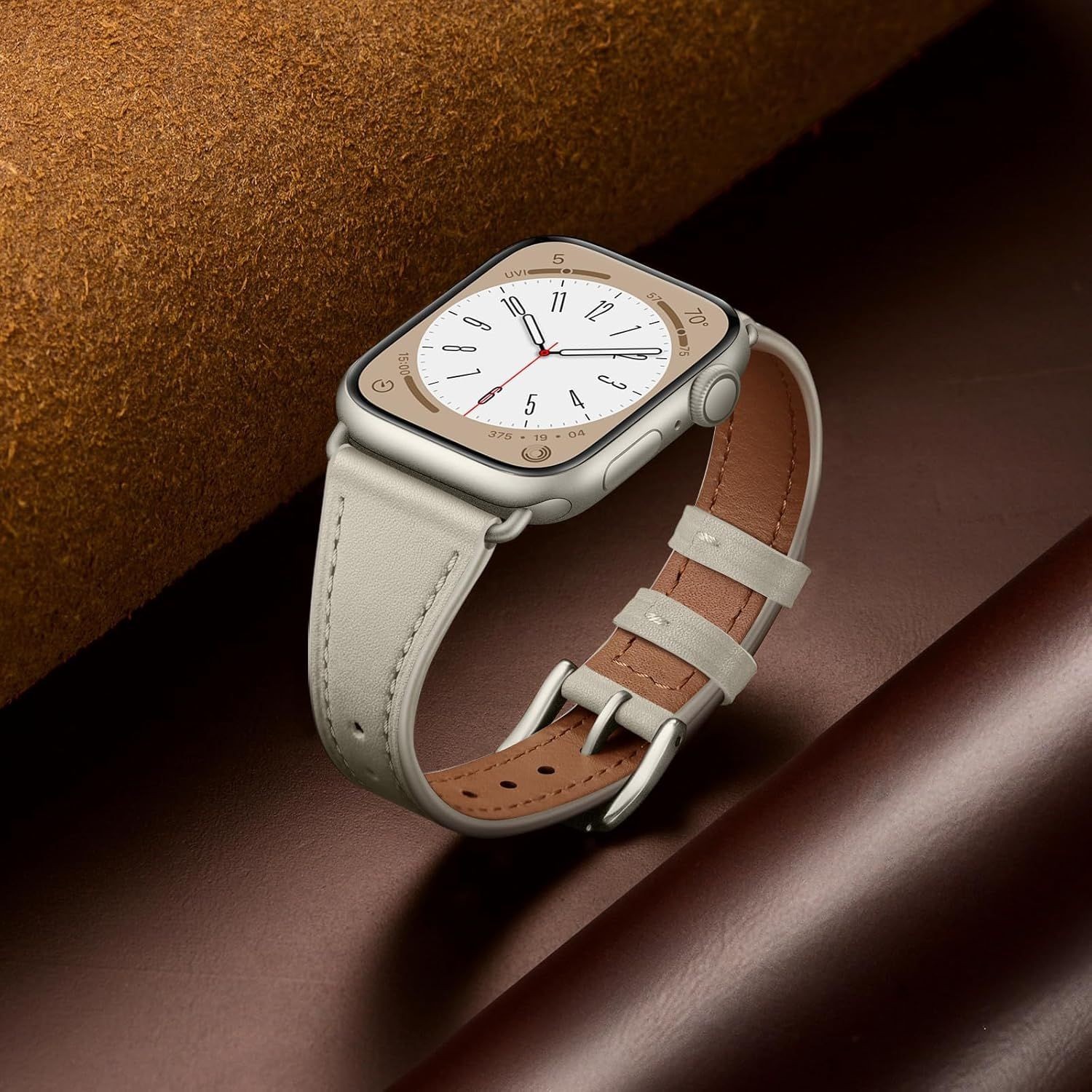 Genuine Leather Strap Compatible with Apple Watch Series 7 42mm Women