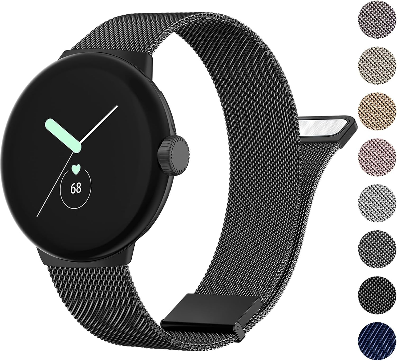 Adjustable Black Stainless Steel Mesh Loop Band for Google Pixel Watch – Meliya