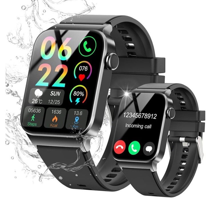 Men Women’s Smartwatch, 1.85″ Make/Answer Calls, Waterproof IP68