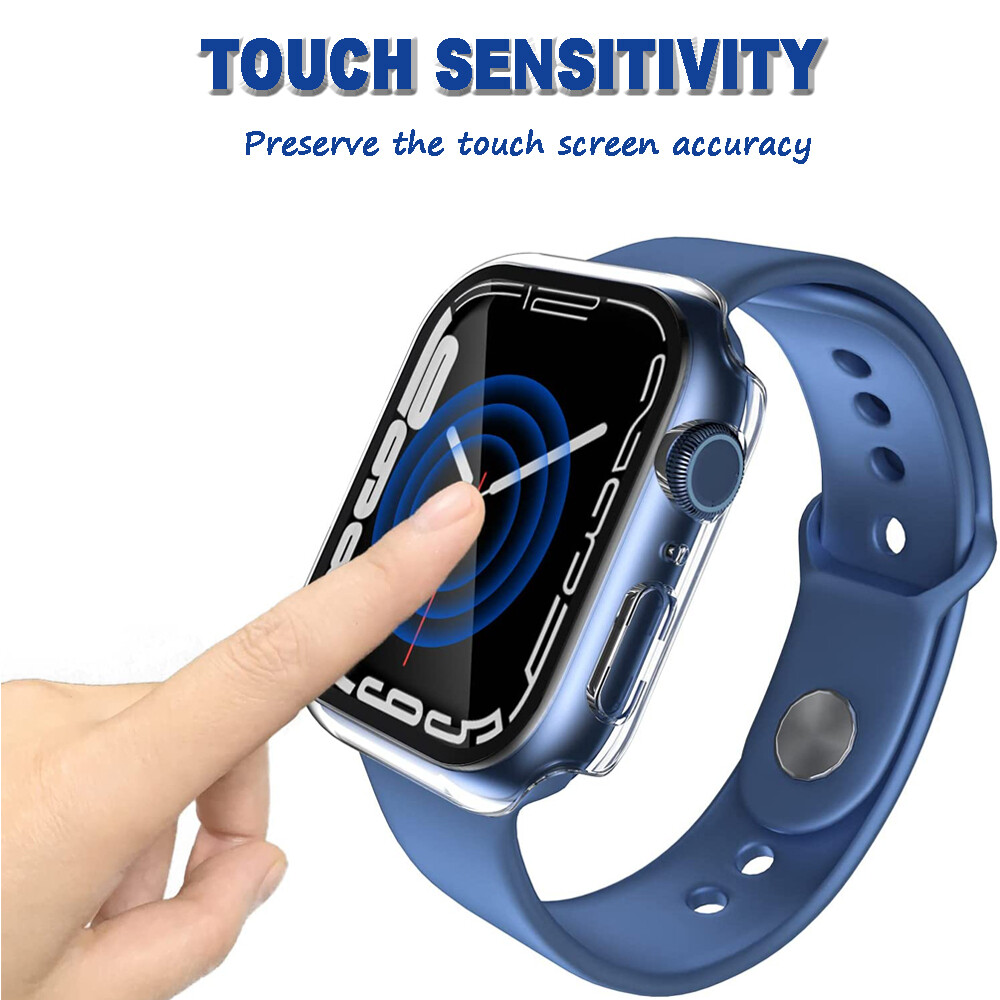 2Pcs Snap On Protective Case Cover Glass Screen Protector F Apple Watch 41/45MM