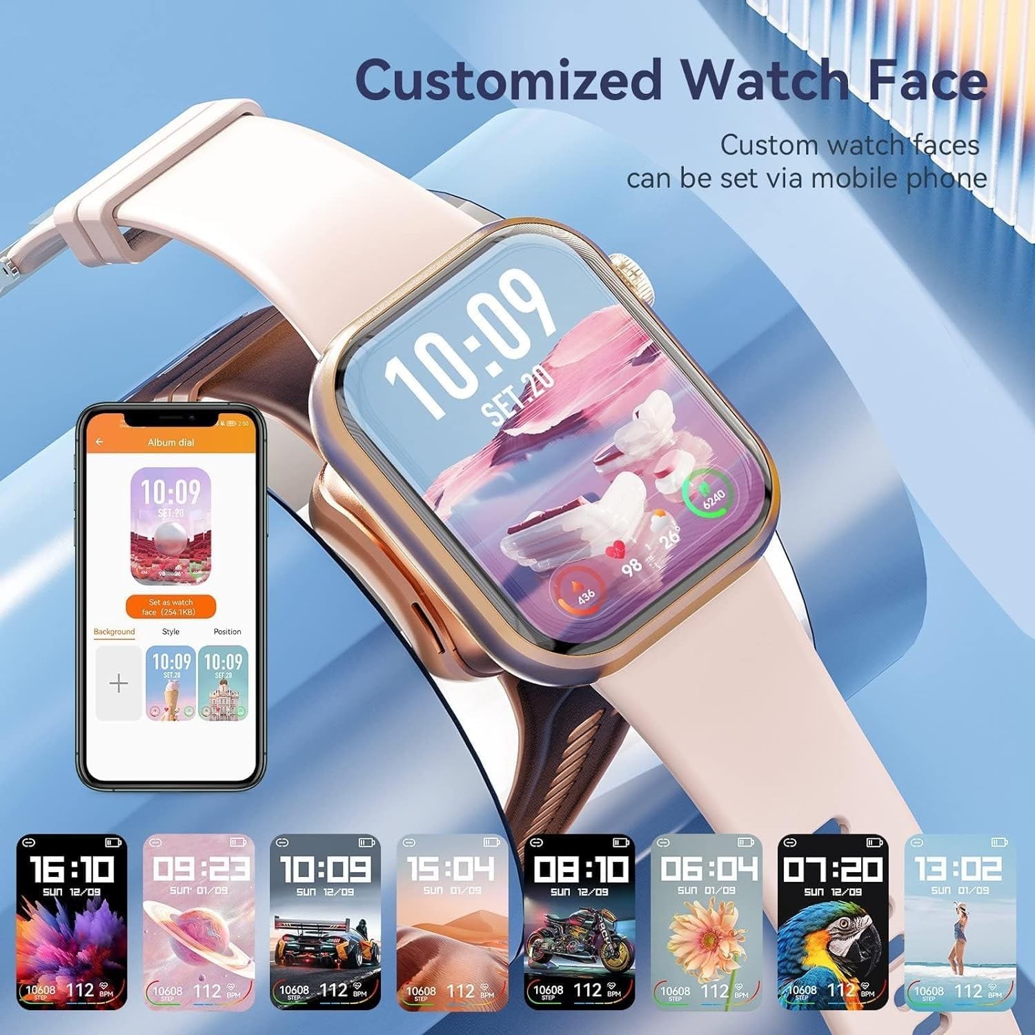 Hwagol 1.85 Inch Voice Assistant Smart Watch Fitness