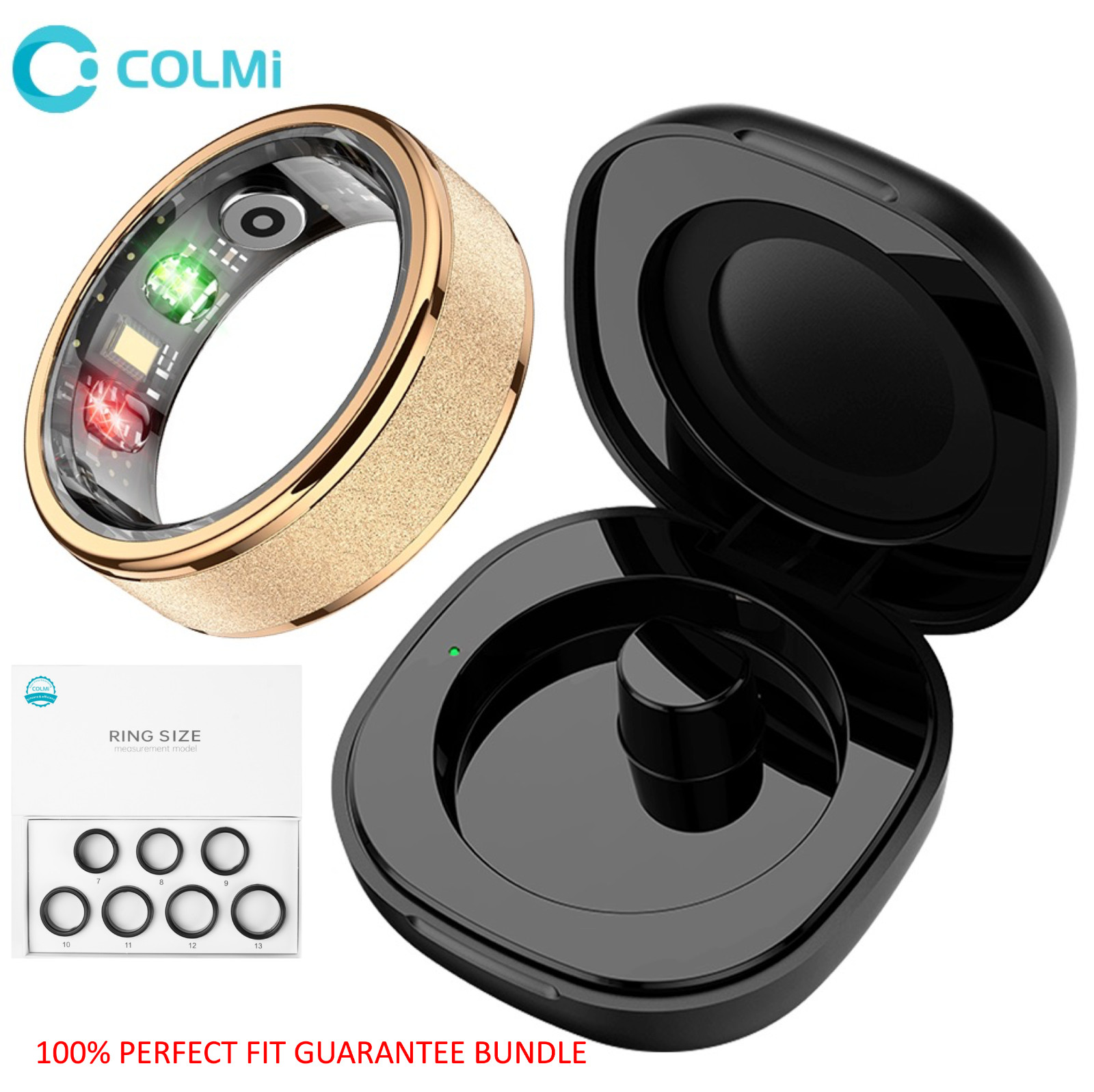 COLMI R10 Smart Ring with Charging Case + Sizing Kit Bundle – Size Guarantee
