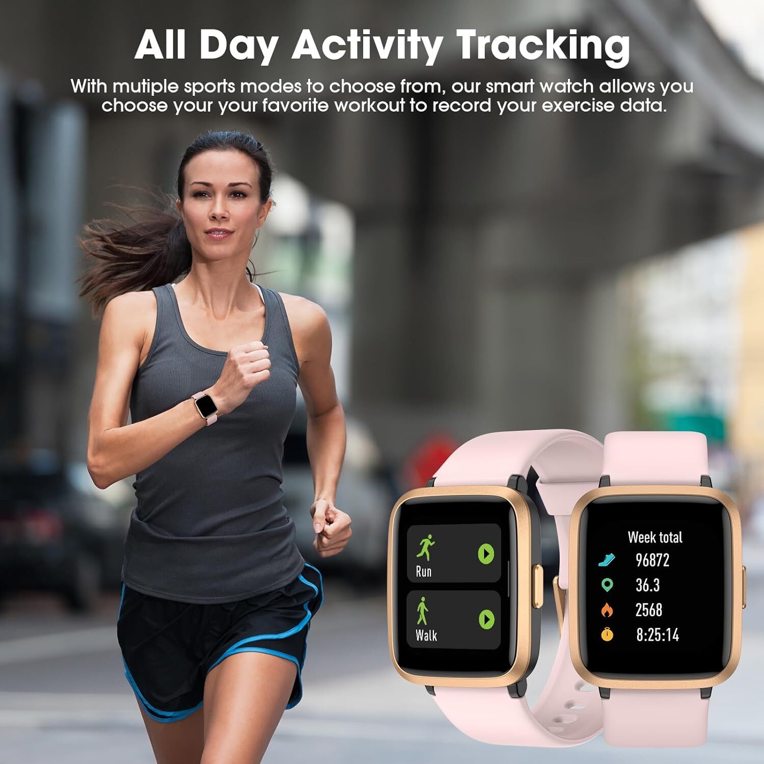 Fitness Activity Tracker Watch as Fitbit Heart Rate Monitor Pedometer for Women