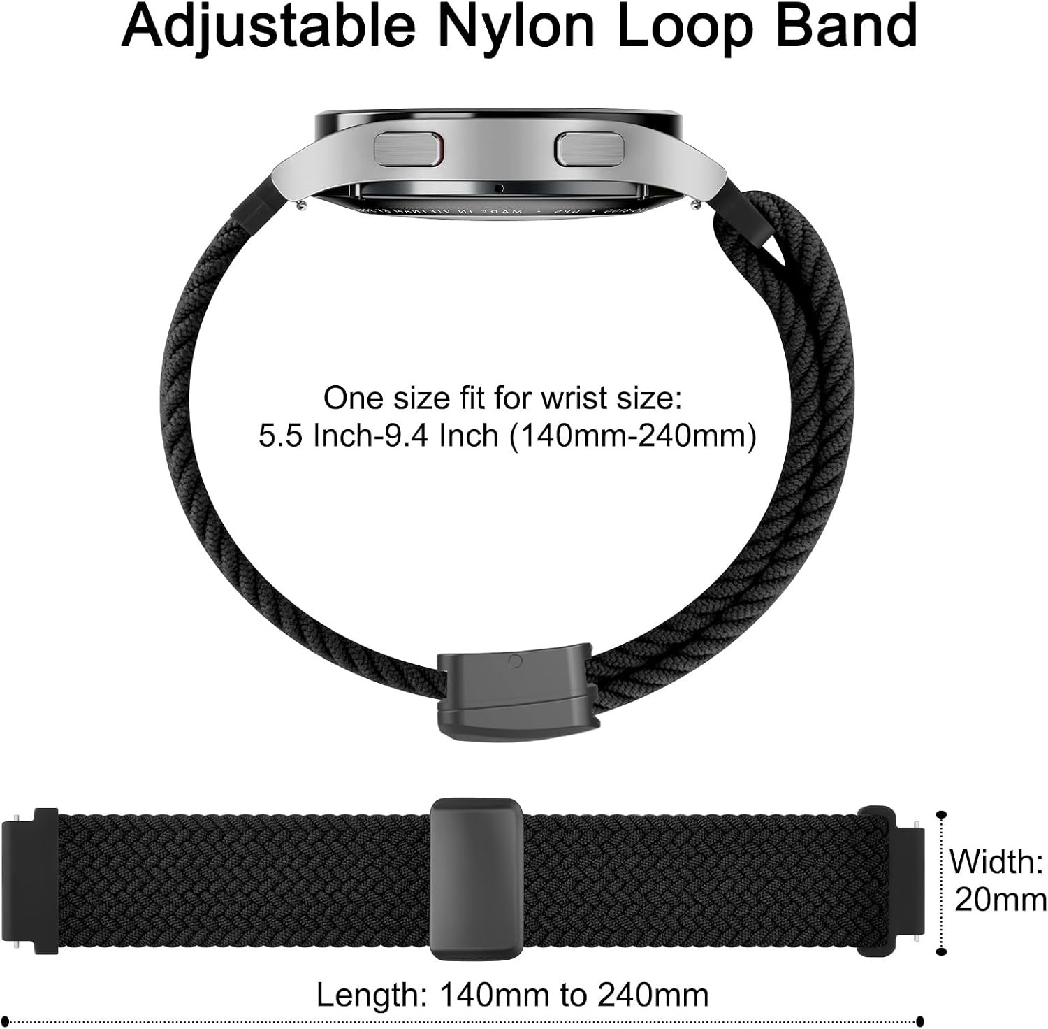 Magnetic Nylon Band for Fitpolo IDW13/IDW19 Smartwatch 22mm Replacement Strap
