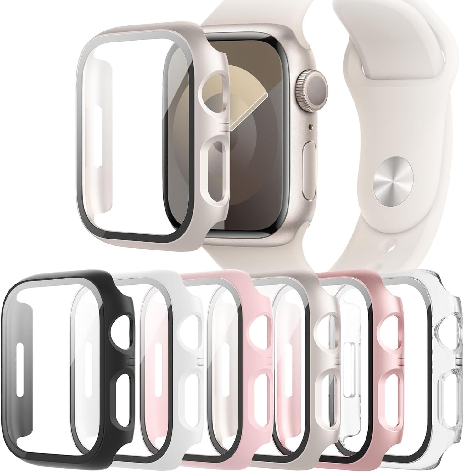 6-Pack Case for Apple Watch 40mm Series SE 3/SE 2/SE/6/5/4 with Tempered Glass