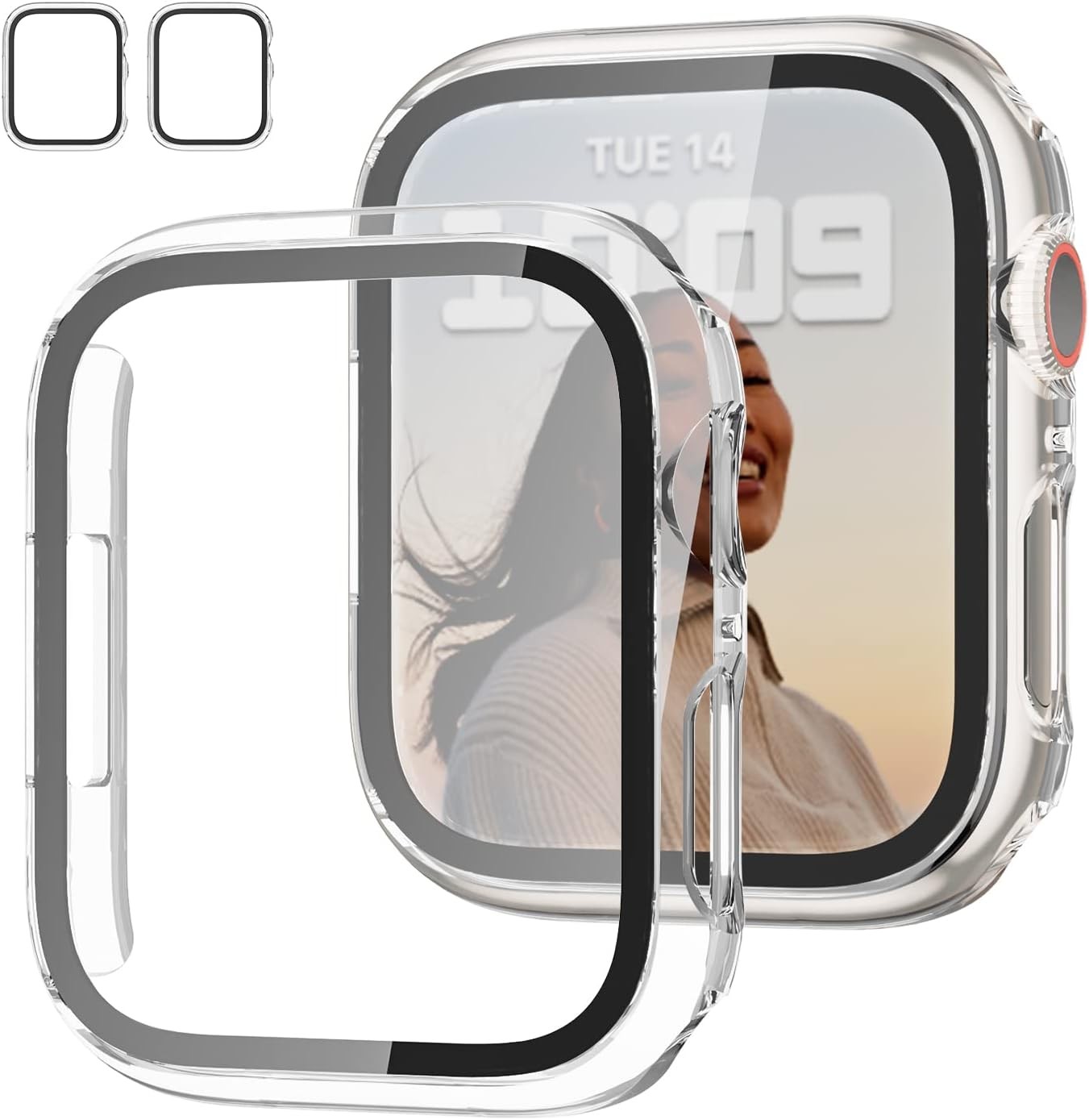 Slim Guard 2 Pack Case with Tempered Glass Protector for Apple Watch 38mm Clear