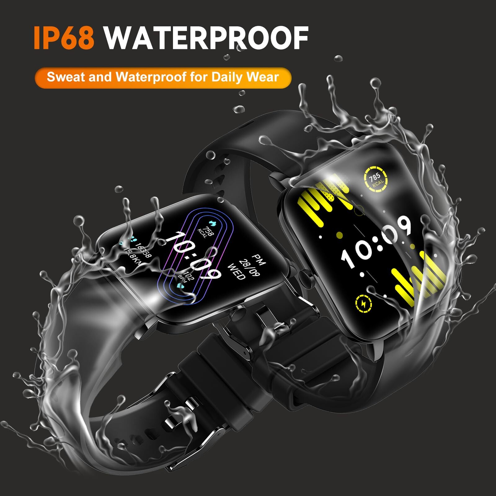 2.02” Smart Watch – HD Touchscreen – Fitness Tracker – 100+ Sport Modes – IP68