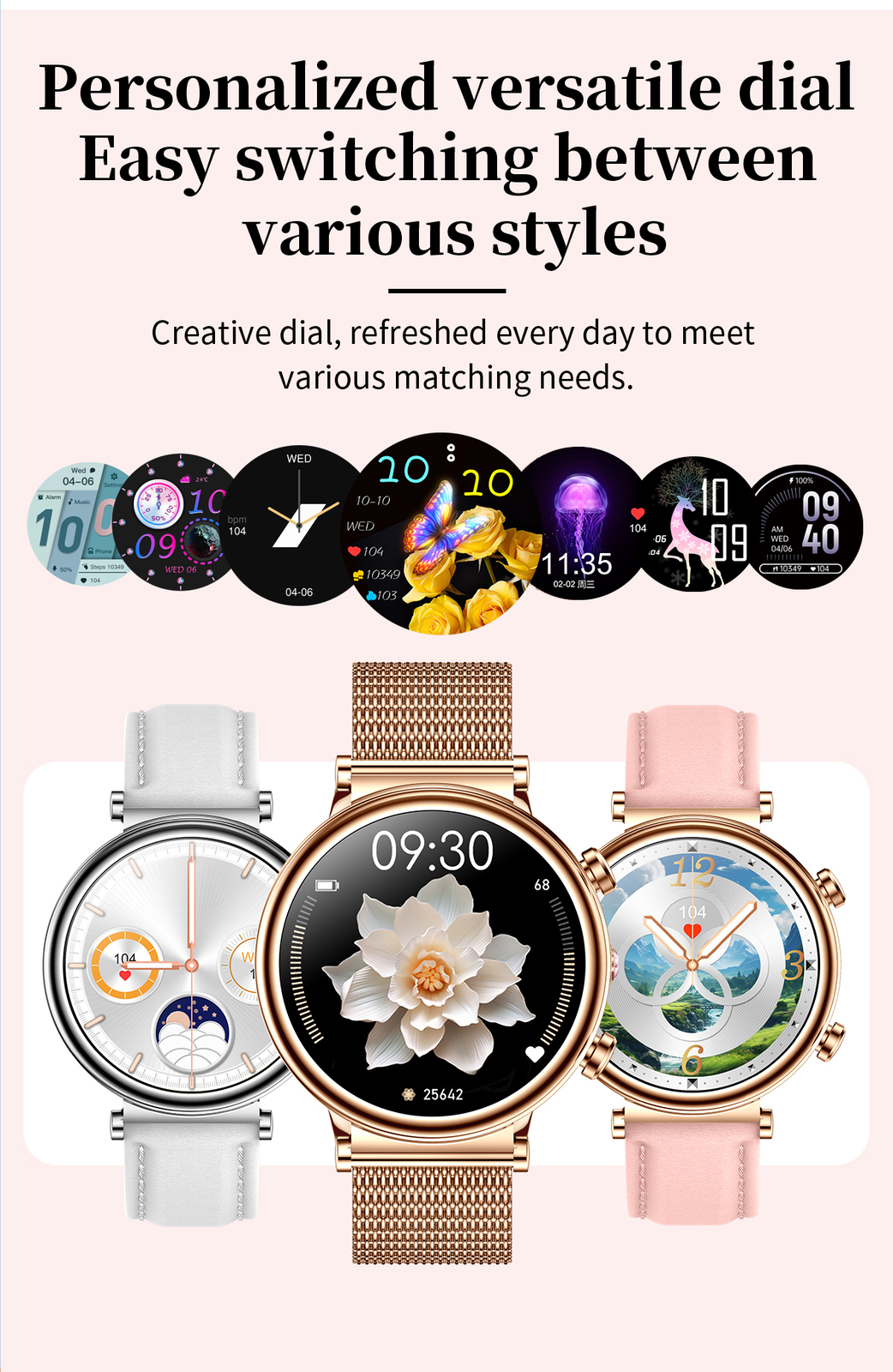 Women Girls Smart Watch Bluetooth Call Wristwatch Outdoor Sports Fitness Tracker