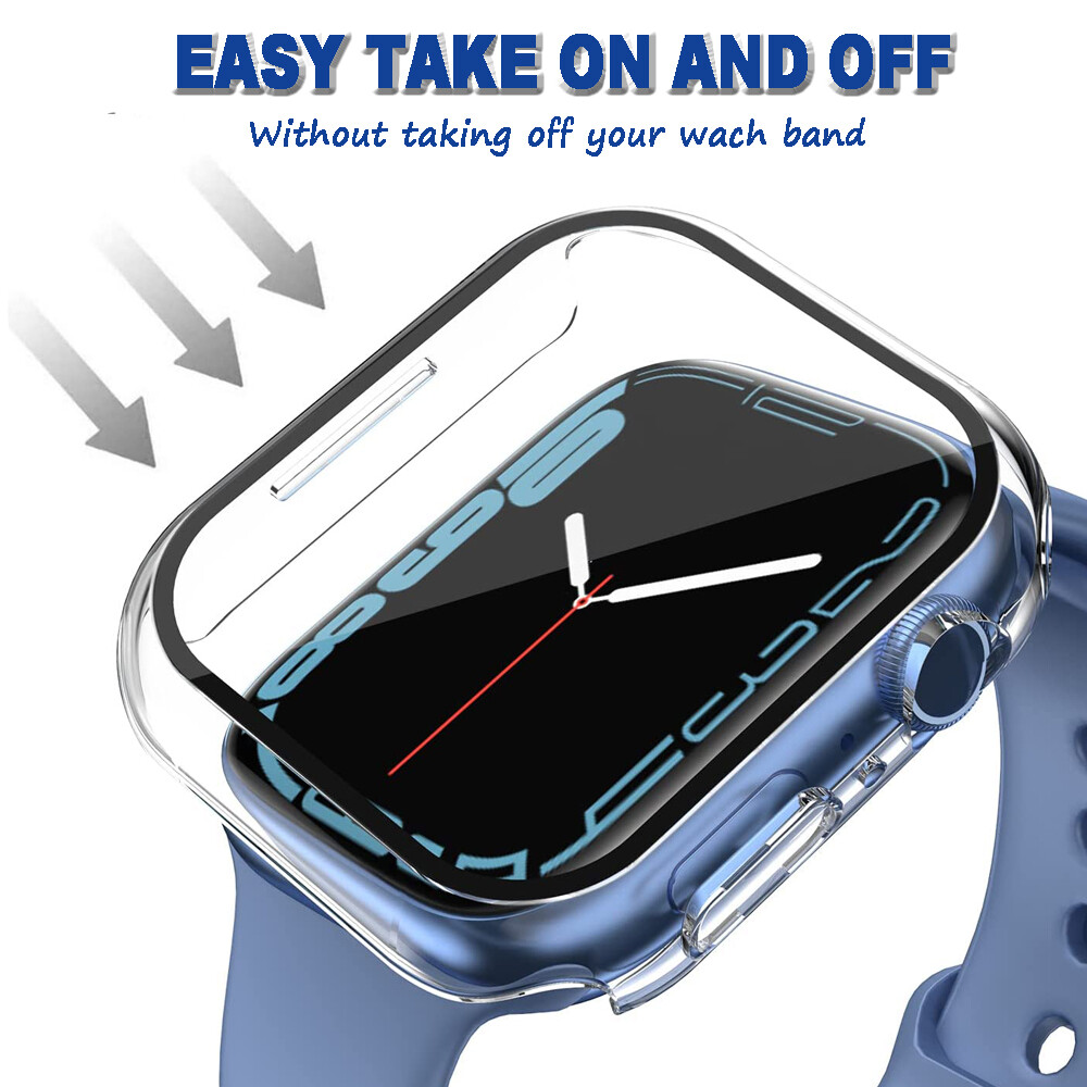 2Pcs Snap On Protective Case Cover Glass Screen Protector F Apple Watch 41/45MM