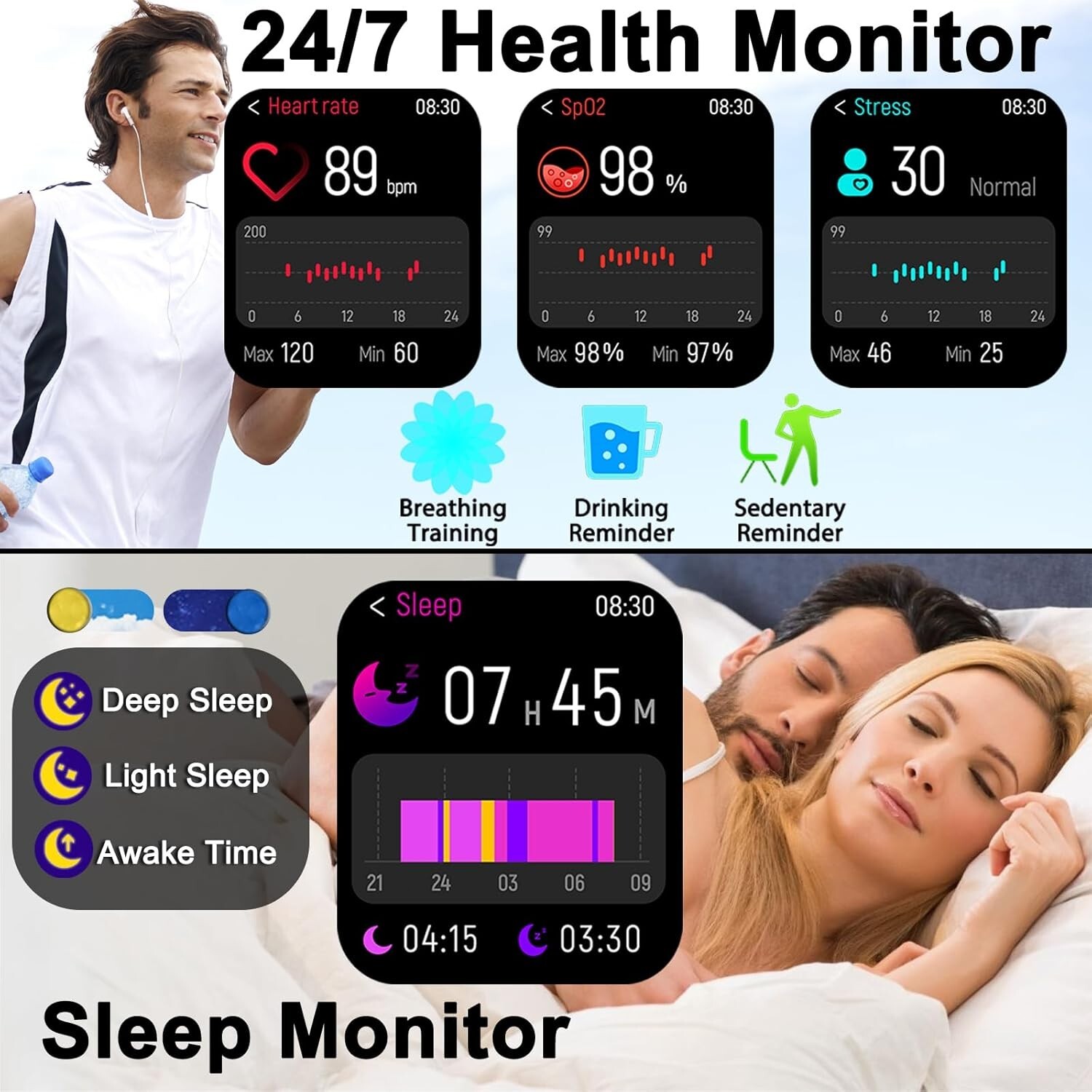 Smart Watch(Answer/Make Call), 1.85″ HD Smartwatch for Women Men, Fitness Tracke