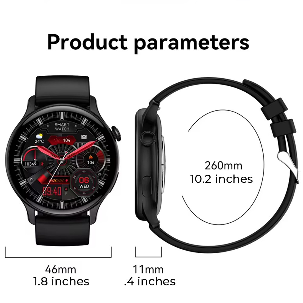 2025 Smartwatch: Round AMOLED, IP68 Water, Bluetooth, All Phones Health Tracker