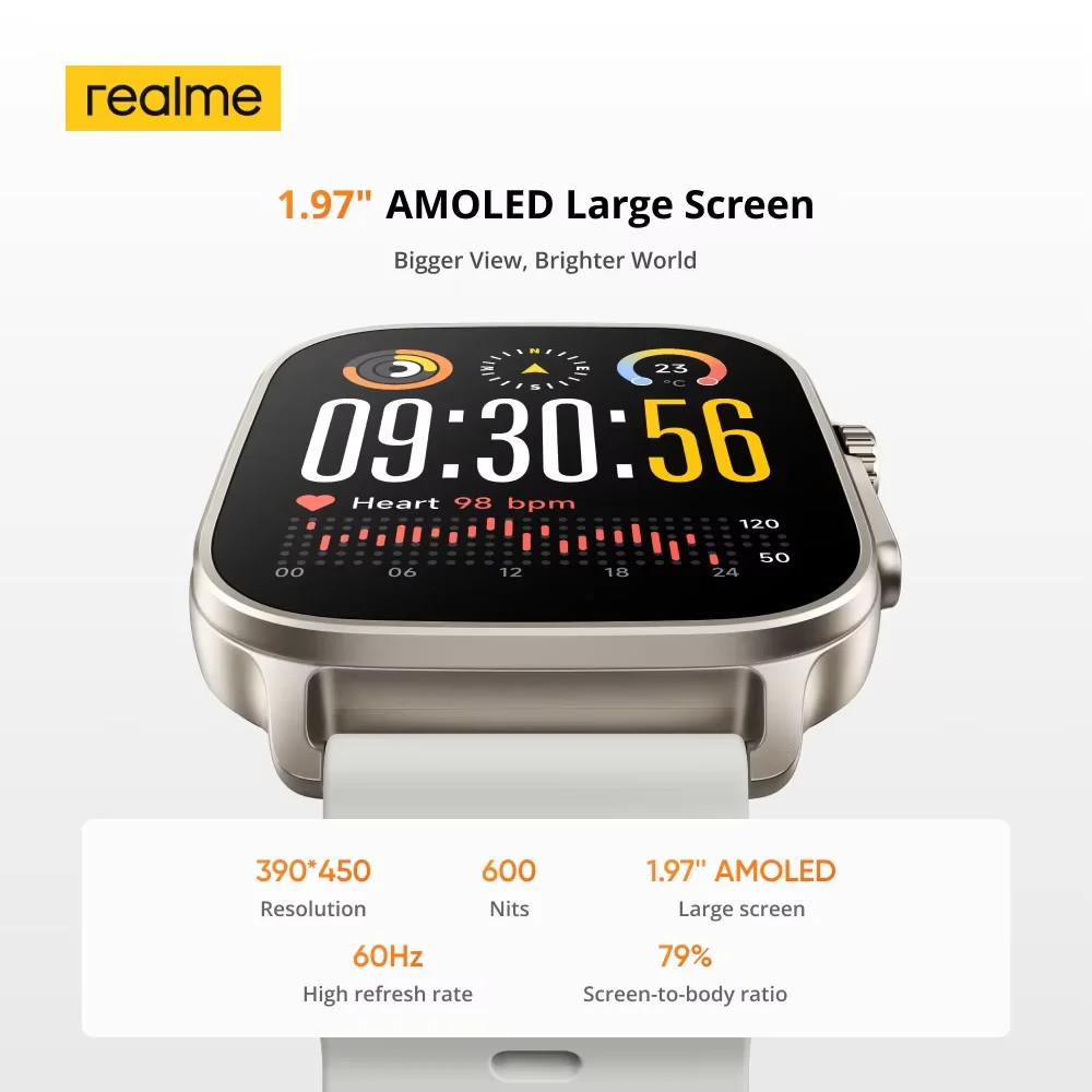 realme watch 5 1.97″ 600nits AMOLED 460mAh+Support GPS GNSS Global Version