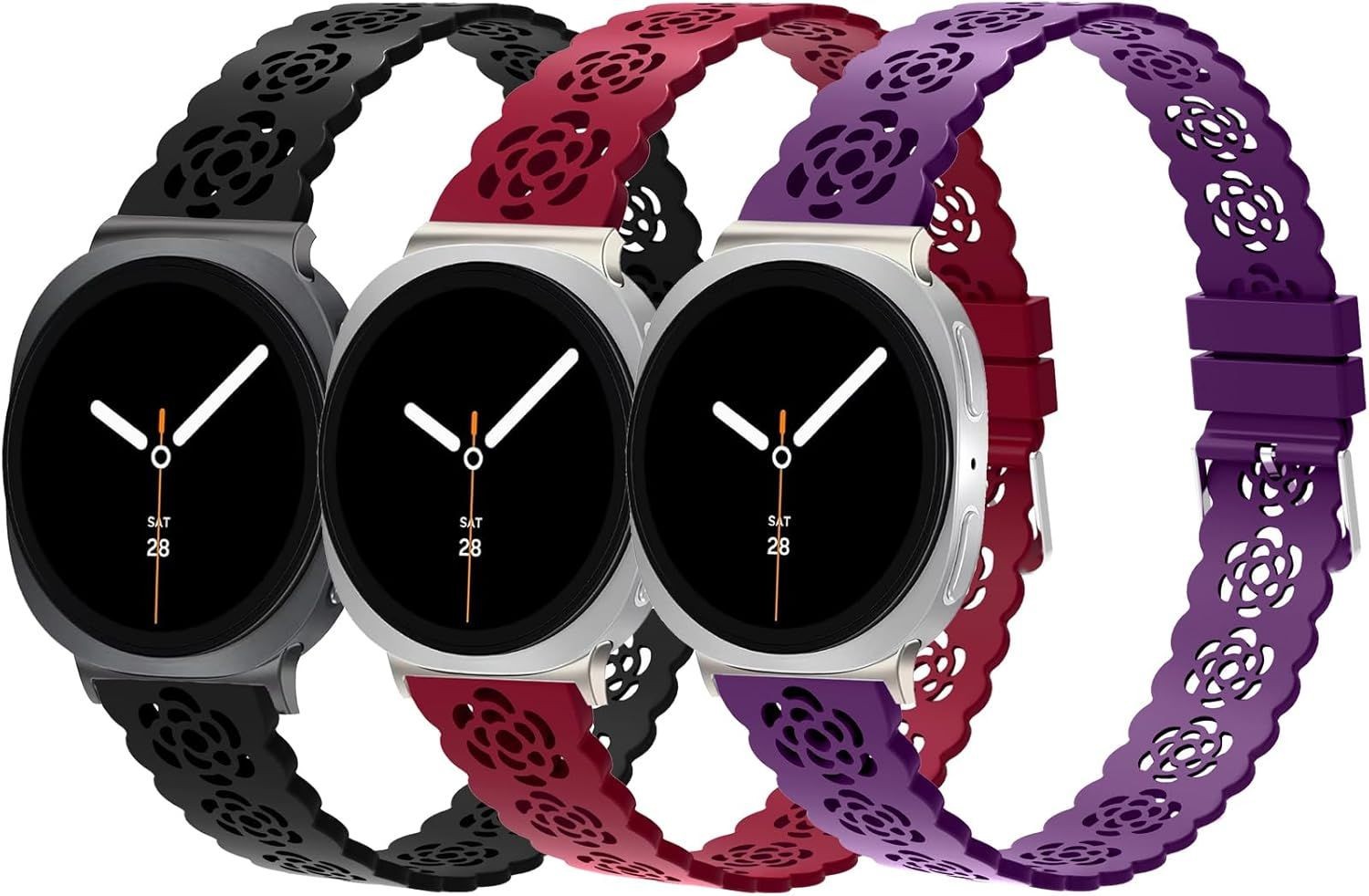 3 Pack Soft Silicone Strap Compatible with Samsung Galaxy Watch 8 40mm/44mm