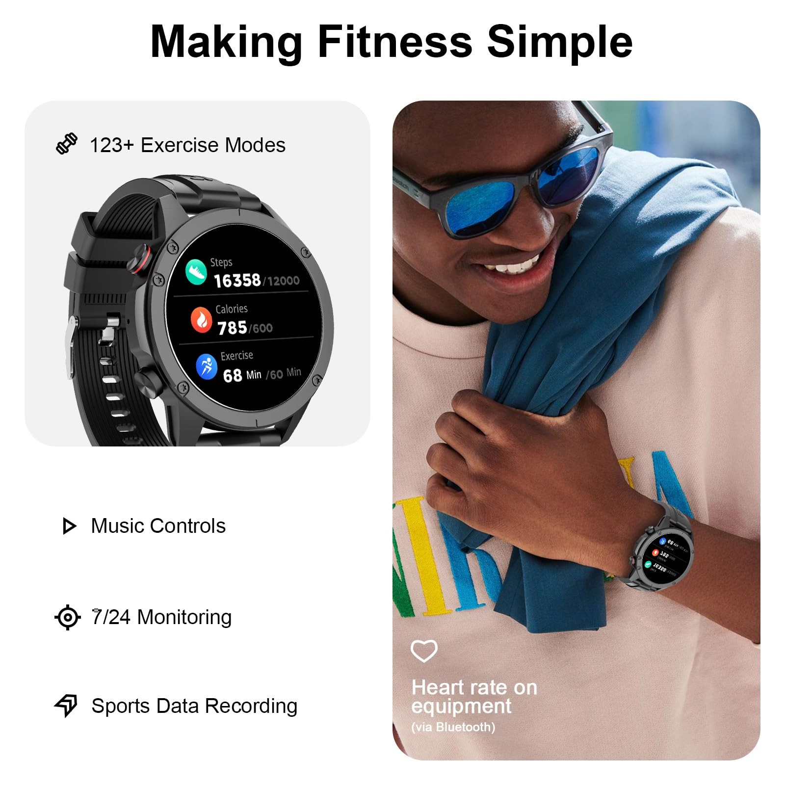 Fila Smart Watch Men Women 1.43″ AMOLED Fitness Tracker Heart Rate/Sleep 130+ Sp