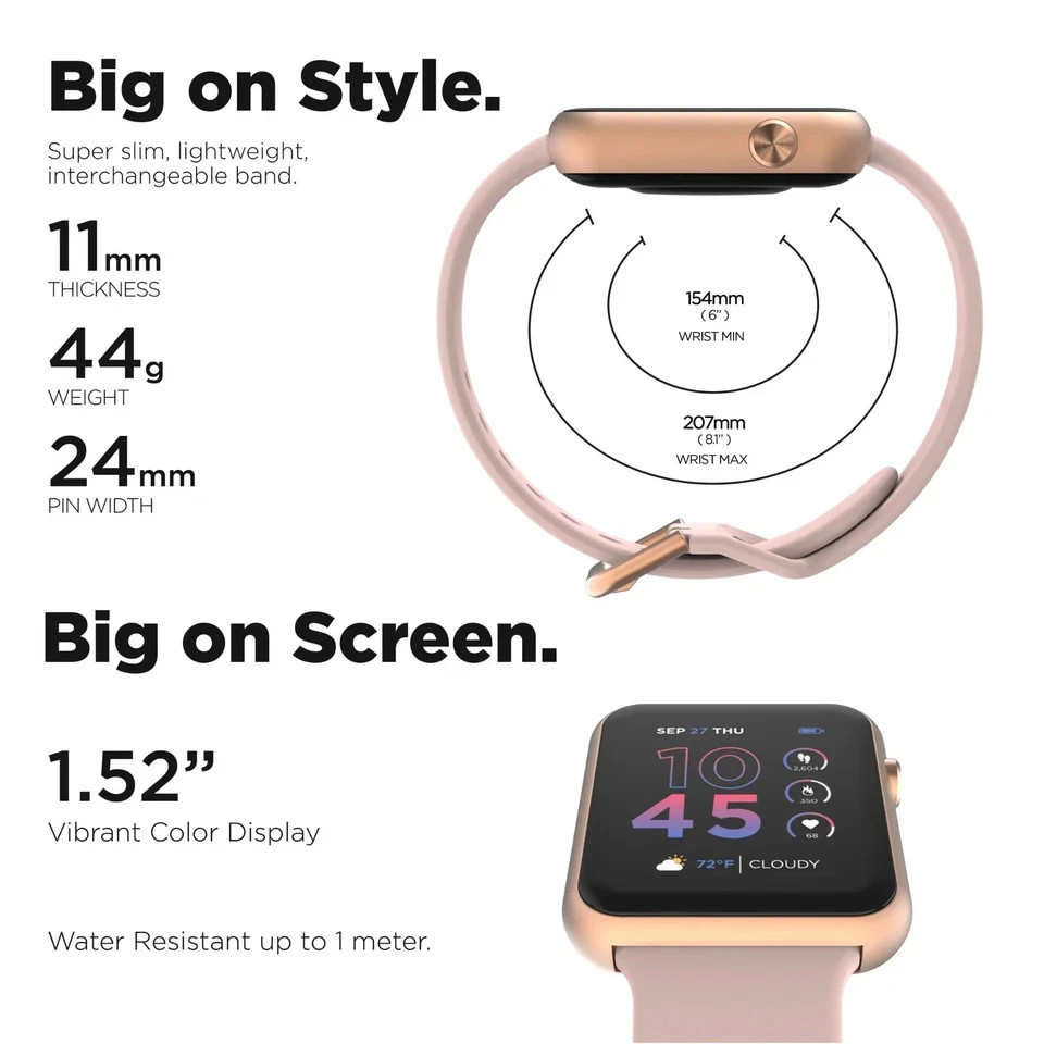Brand New iTouch Air 4 Smartwatch TA4M01-C12 Rose Gold Case w/ Blush Strap