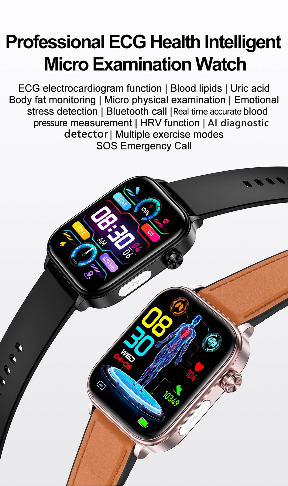 2025 New Xiaomi ECG+PPG Blood Lipid and Uric Acid Health Smart Watch