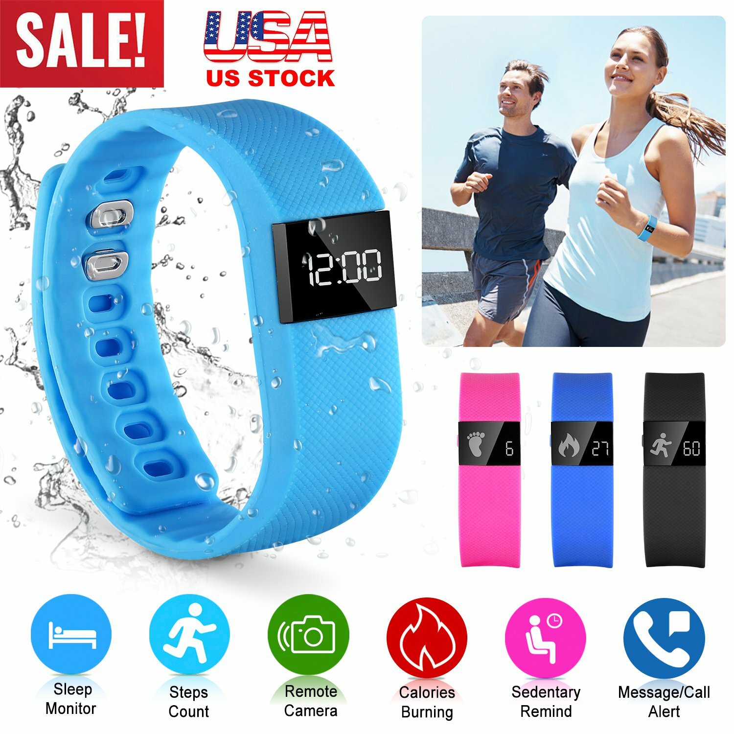Sleep Sports Fitness Activity Tracker Smart Wrist Band Pedometer Bracelet Watch