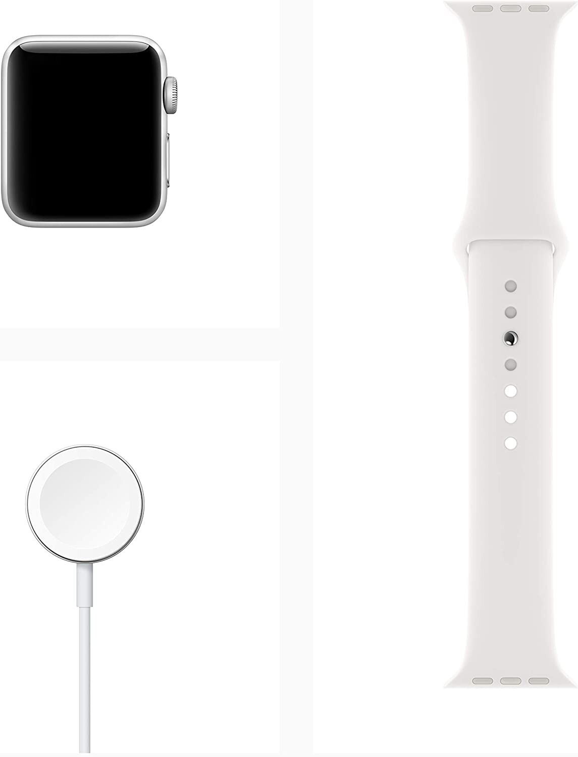 Apple Watch 3 38mm Silver Alum Case White Sport Band MTGG2LLA GPS + Cellular LTE