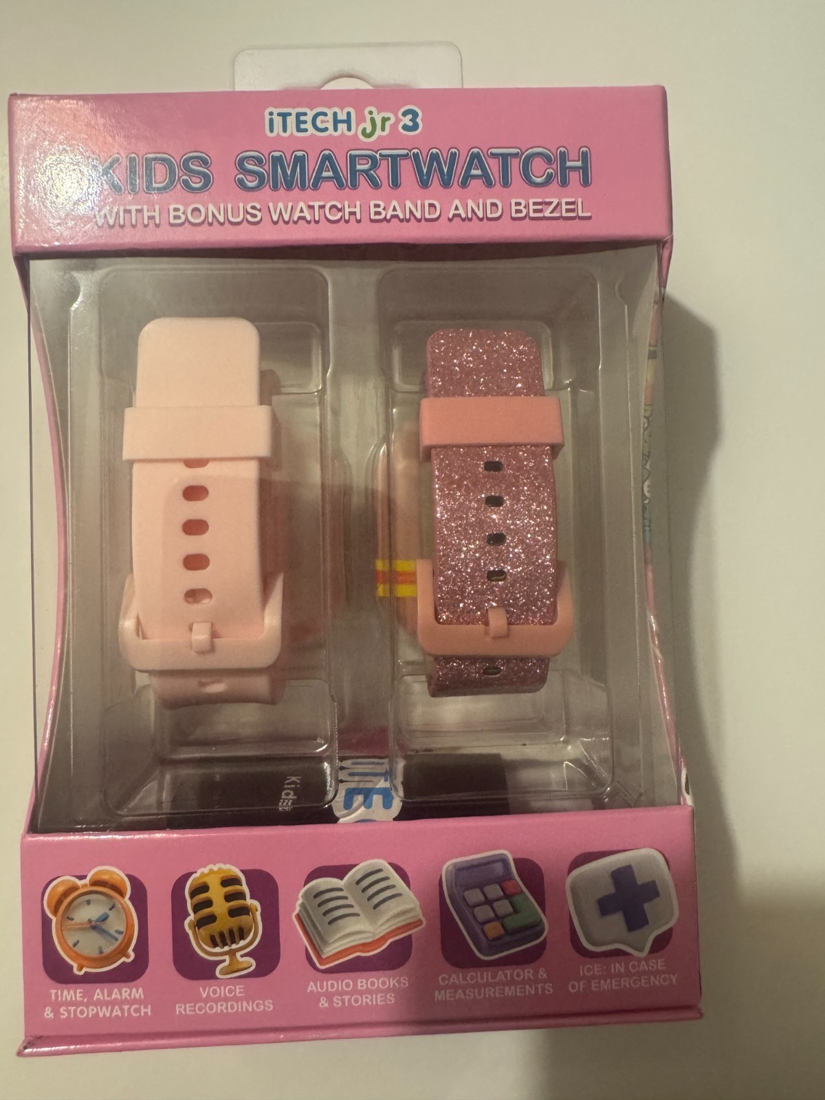 iTECH Jr 3 kids Smartwatch Touchscreen Games Camera Alarm+Extra Band Pink Age 4+