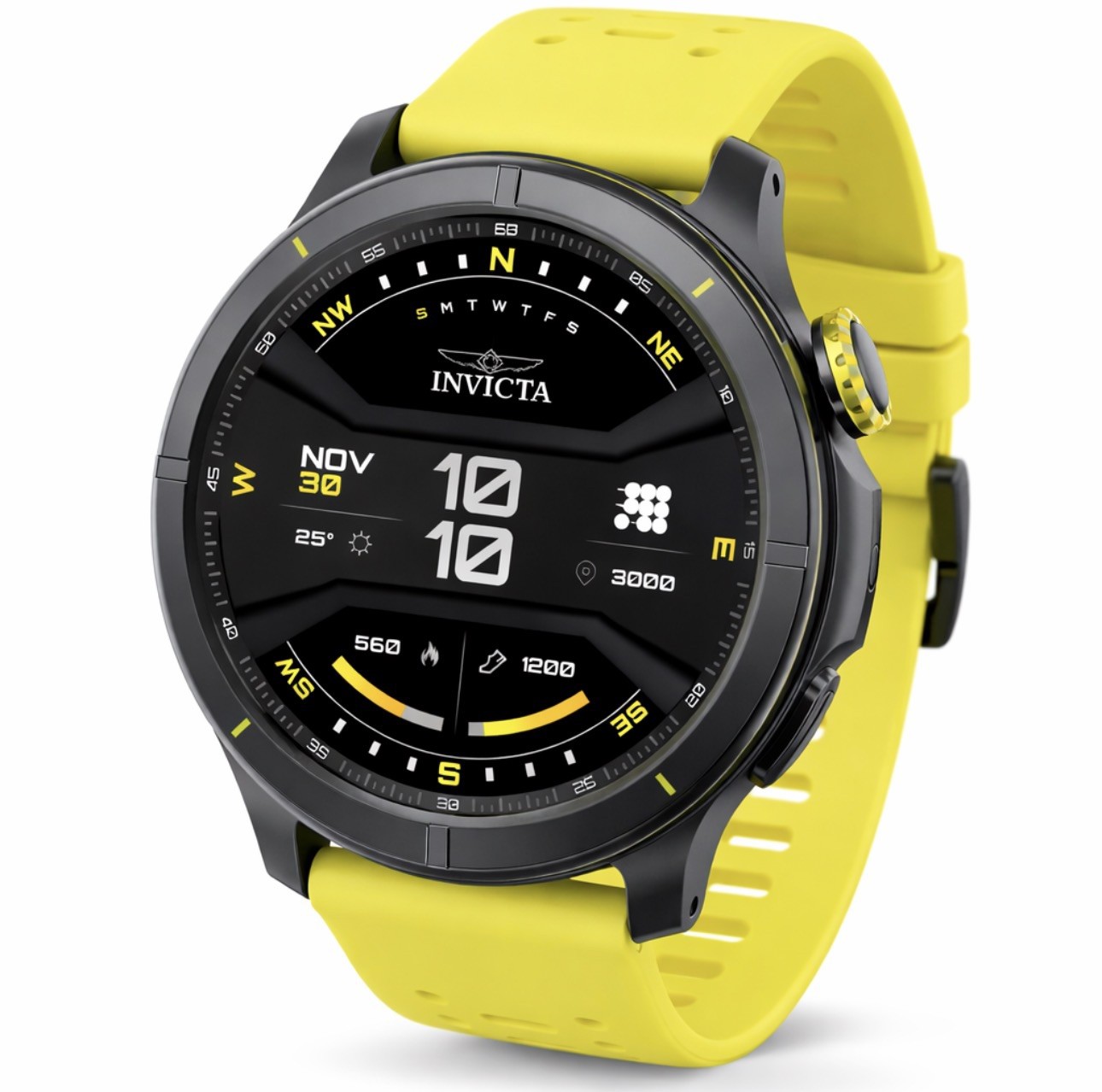 Invicta I-Tech 2 Pro Smartwatch 46mm Black Case Yellow Band GPS (ITECH-006) NEW!