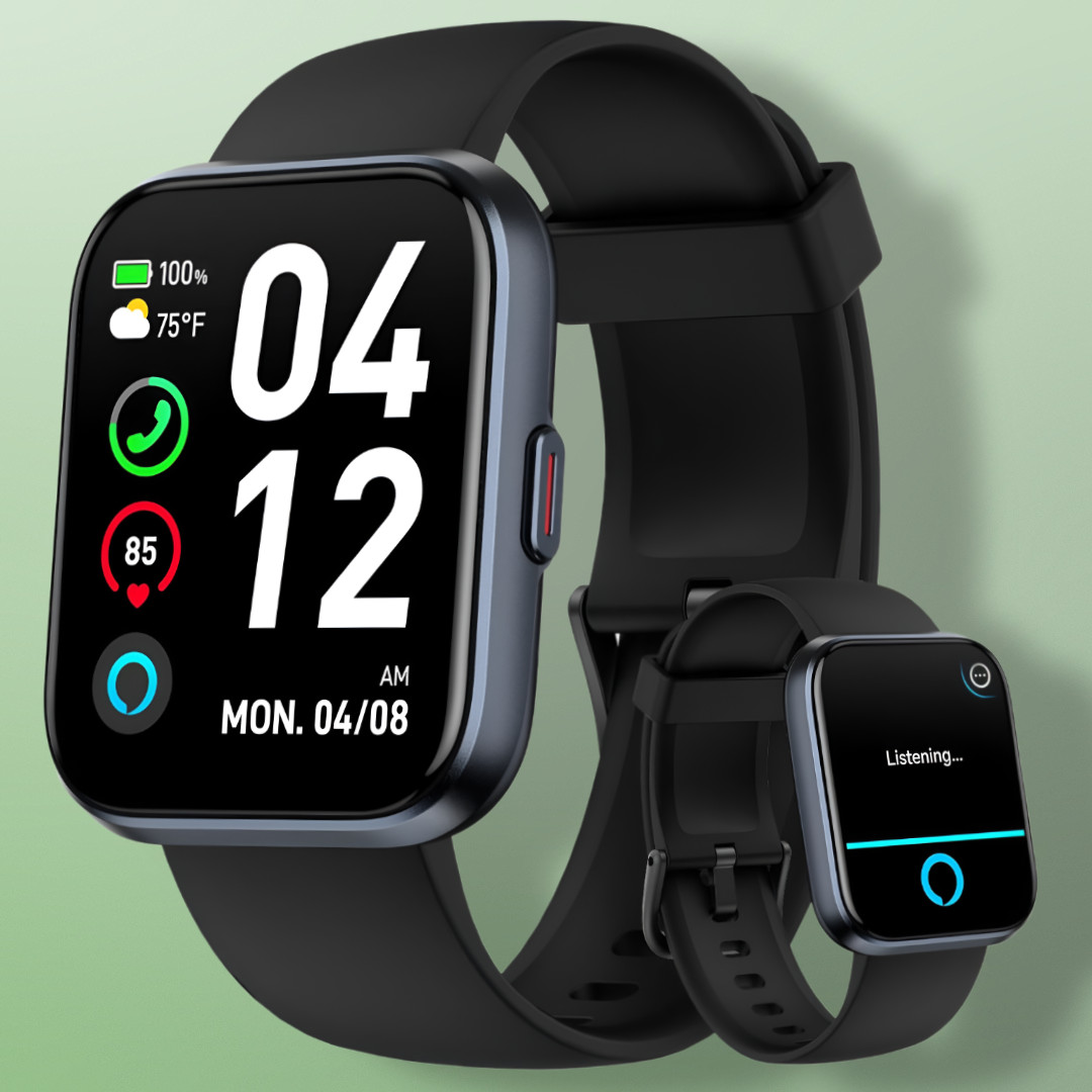 Smart Watches for Men/Women 1.8″ Alexa Fitness Tracker Bluetooth Calls IP68