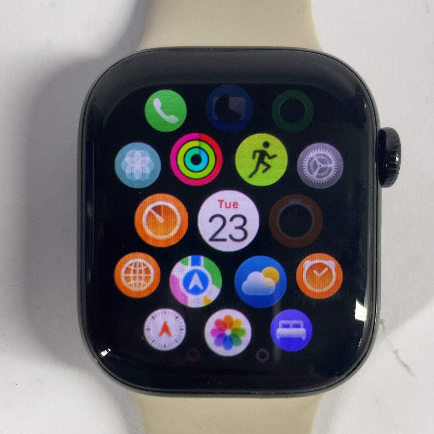 GPS Only Apple Watch Series 10 42MM Black Aluminum White Sport Band MWWE3LW/A