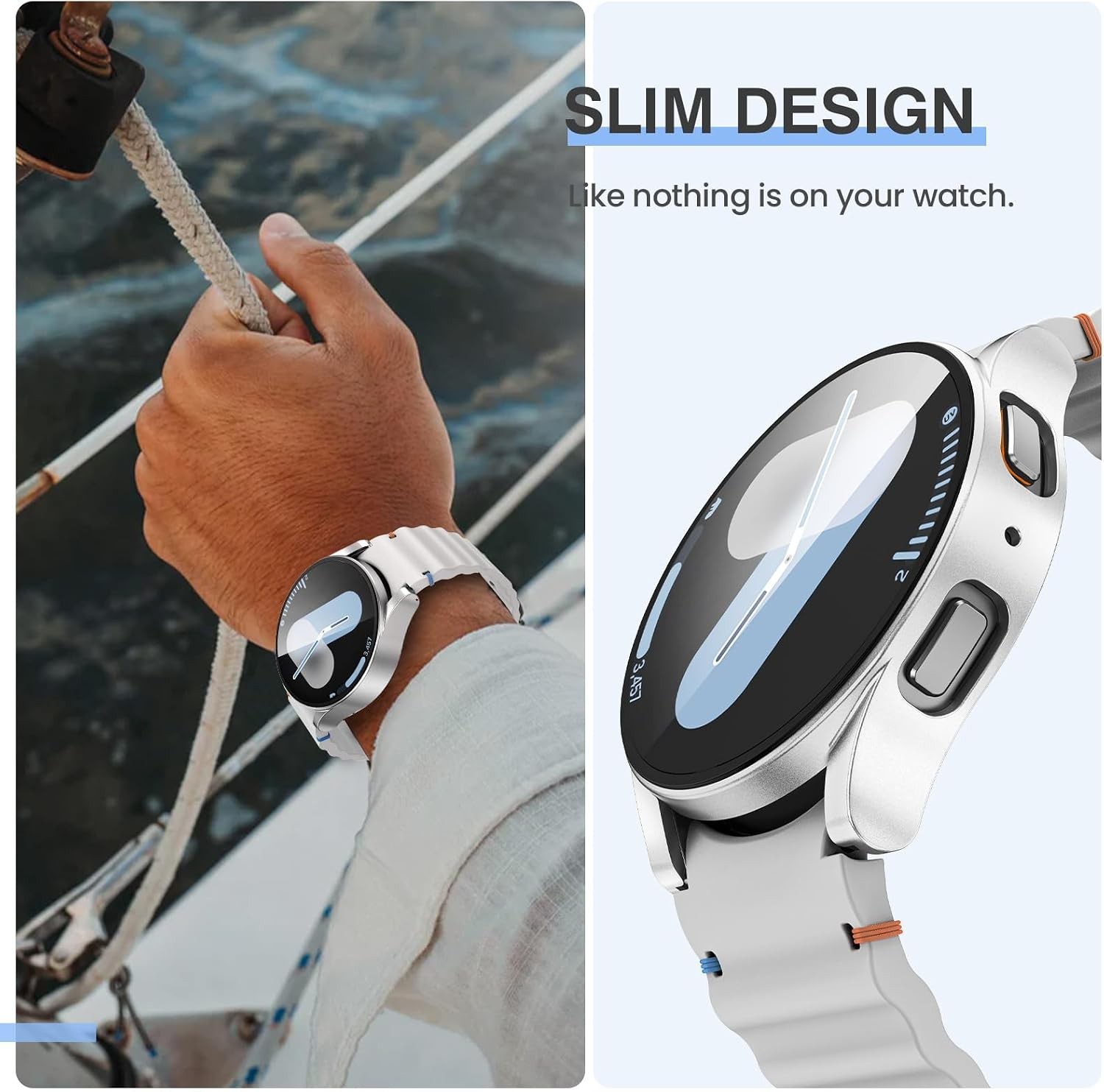 2-Pack Protective Case with Screen Protector for Samsung Galaxy Watch 7 44mm