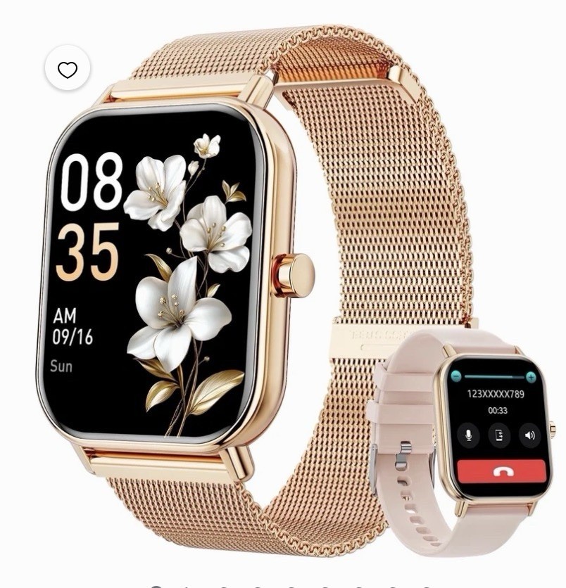 Touchscreen Fitness Tracker Smart Watch 45mm Black Mesh Band for iOS/Android