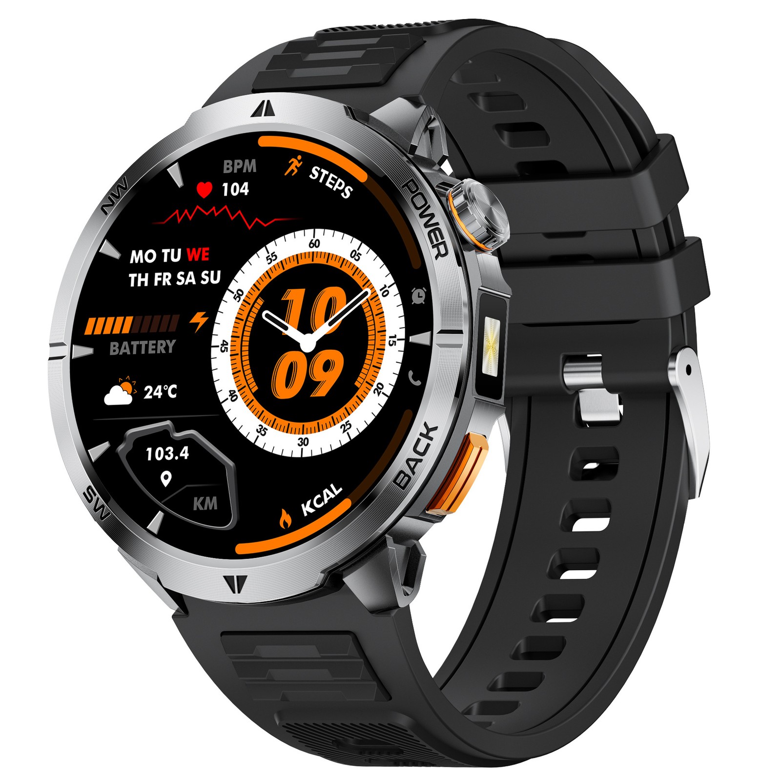 Military Smart Watch For Men Outdoor Flashlight Rugged Tactical Fitness Tracker