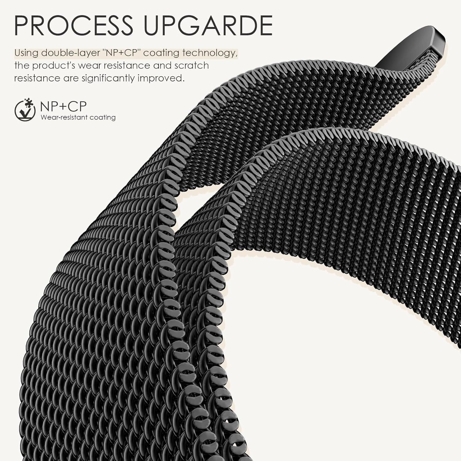 Milanese Loop Band for Apple Watch Series 7 44mm, Adjustable Magnetic Closure St