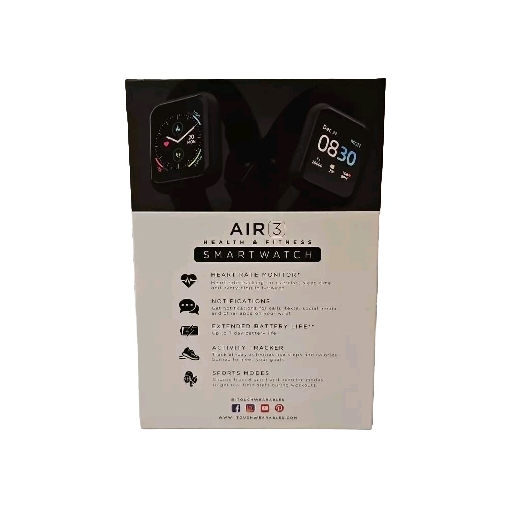 iTouch Air 3 Smartwatch Fitness Tracker Black with Black Strap