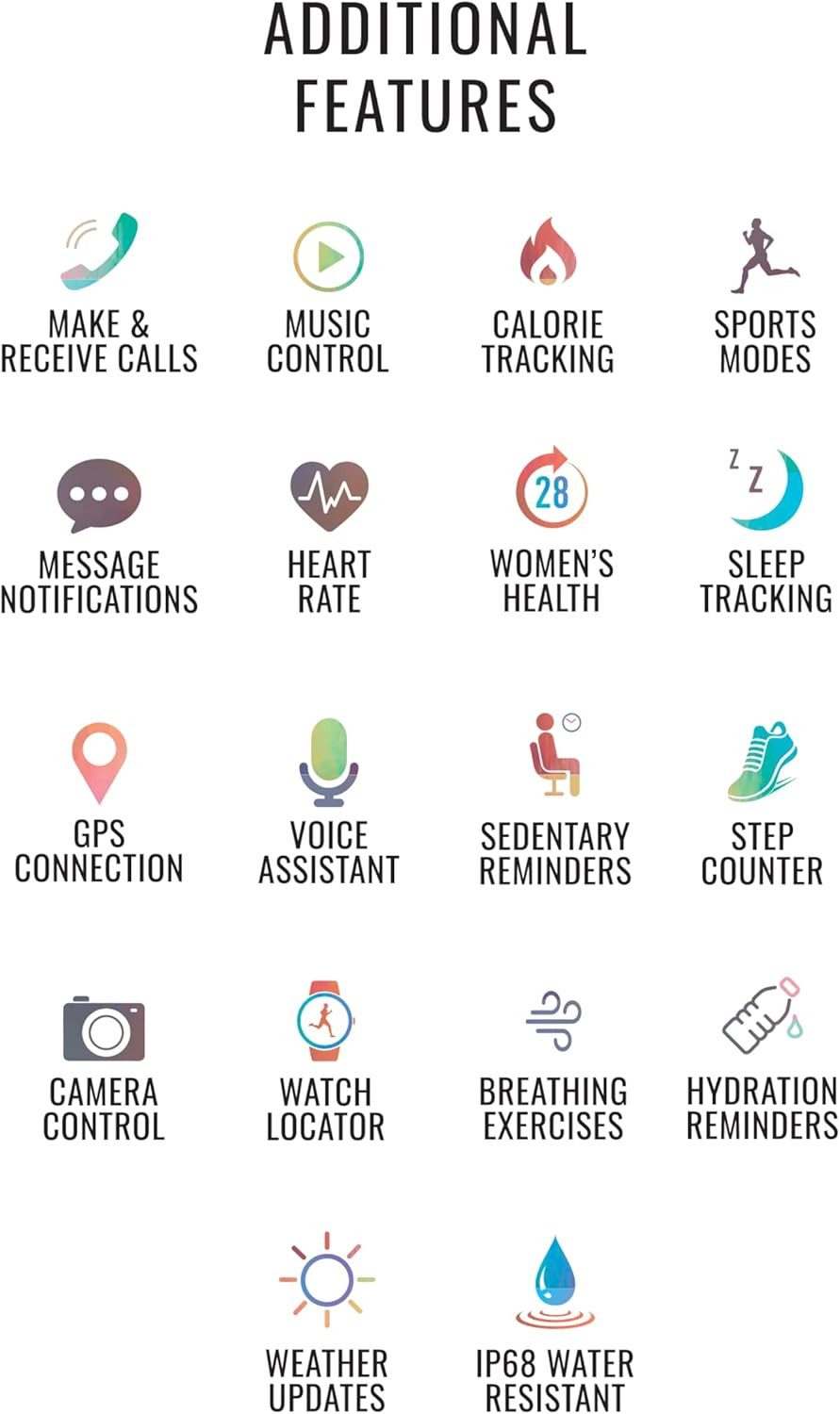 Connect Link Smartwatch, Health and Fitness Tracker, Sport Modes, Water Resistan