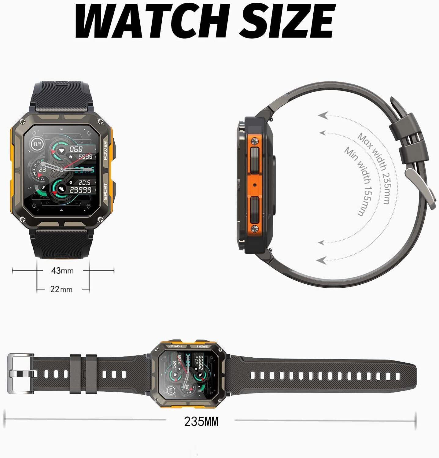 2024 New Blood Pressure Smart Watch Men Military Fitness Tracker Wristwatch