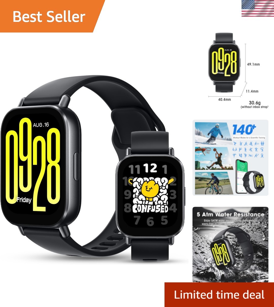 Redmi 5 Active Smart Watch – 2-Inch LCD, 140 Sports Modes, 5ATM Waterproof