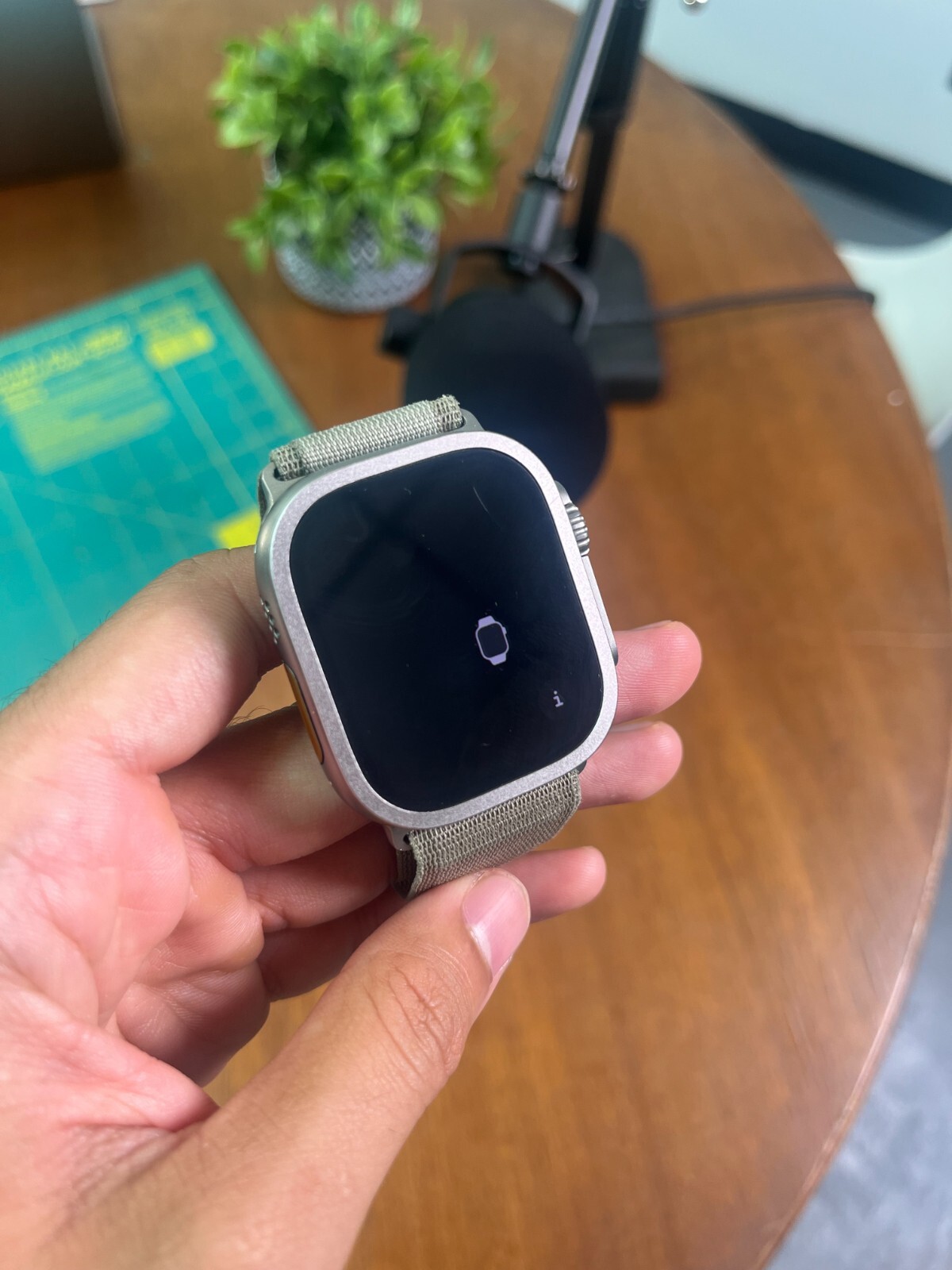 Apple Watch Ultra 49mm Titanium Case with Green Alpine Loop