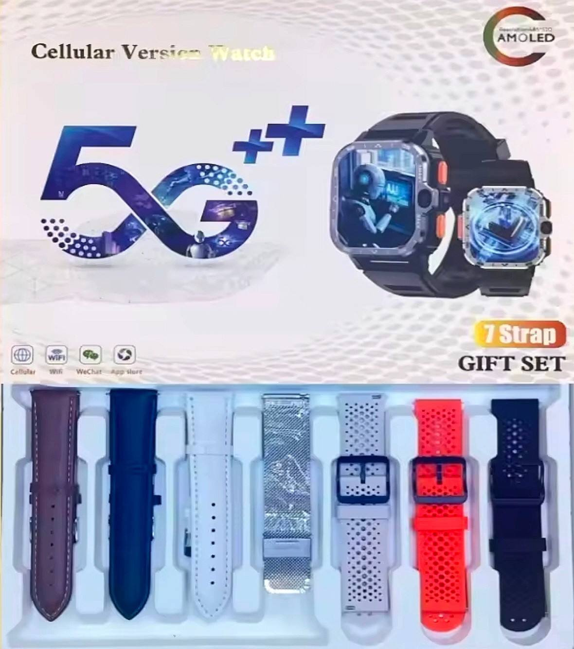 PGD 5G Android Smart Watch 2.03″ AMOLED Screen GPS NFC Wifi SIM Dual Camera