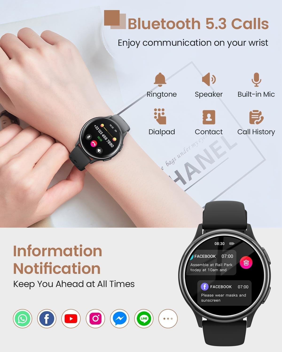 Smart Watches for Women & Men(Answer/Make Calls), Activity Smart Watch with 24/7