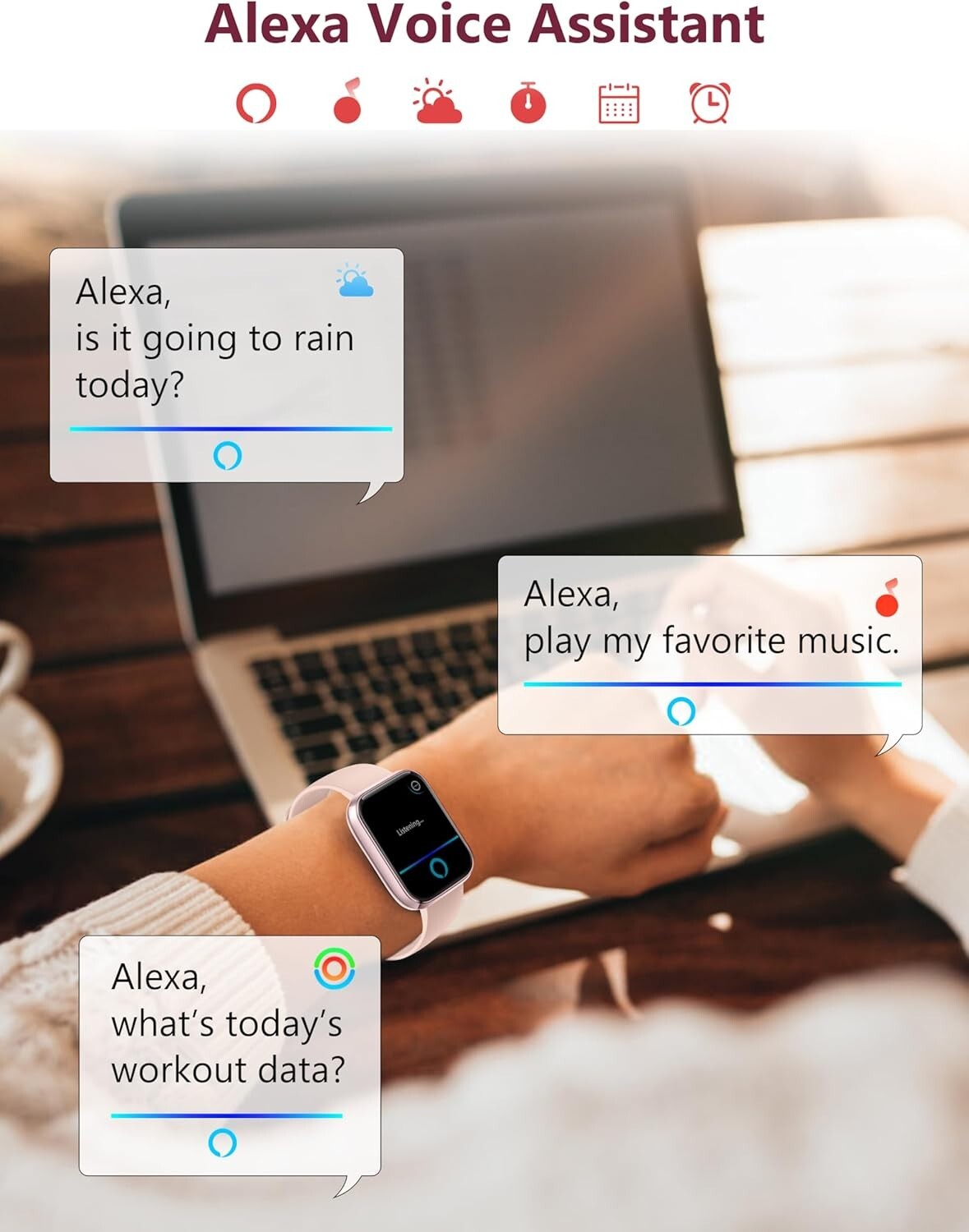 Smart Watch 1.83” for Women & Men IP68 Waterproof for Android & iOS