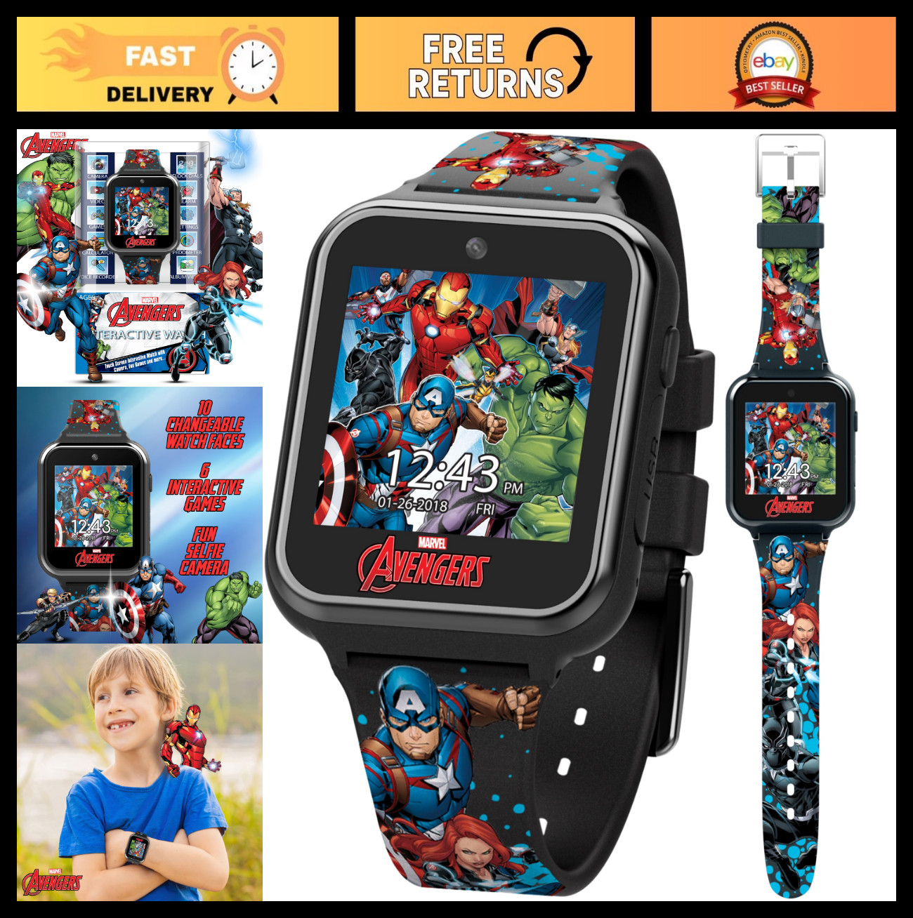Interactive Kids Smartwatch – Touchscreen, Games, Camera, Voice Recorder, Step T