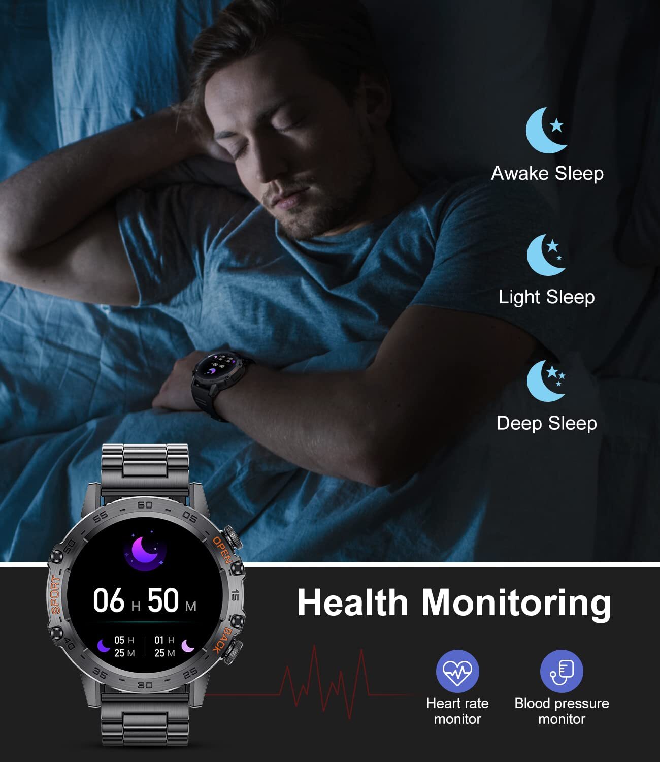 Military Smart Watch for Men(Answer/Dial Calls)100 Sports Modes 5ATM Waterpro…