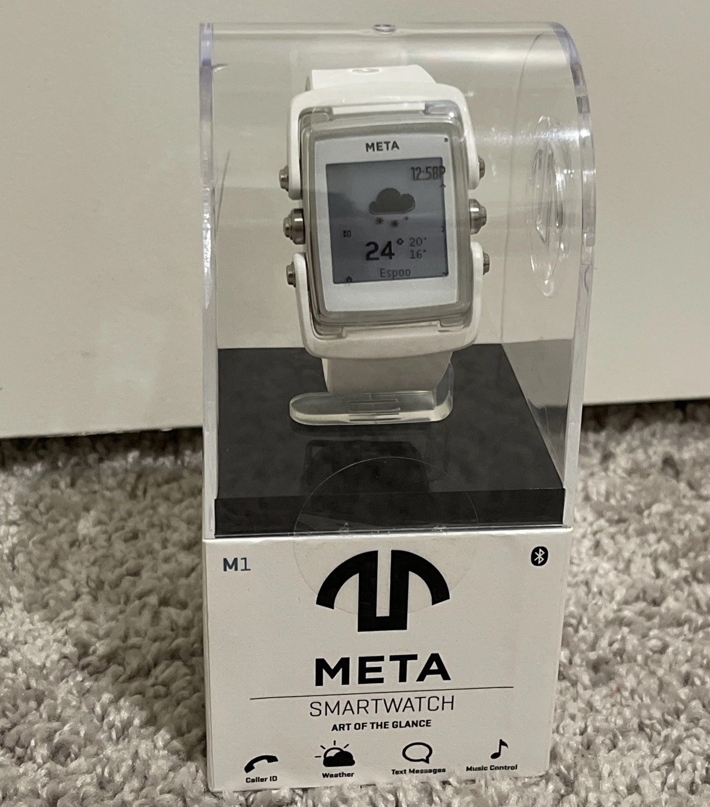 META M1 BLUETOOTH SMARTWATCH MW4004 Stainless Steel Case / Rubber Strap NEW