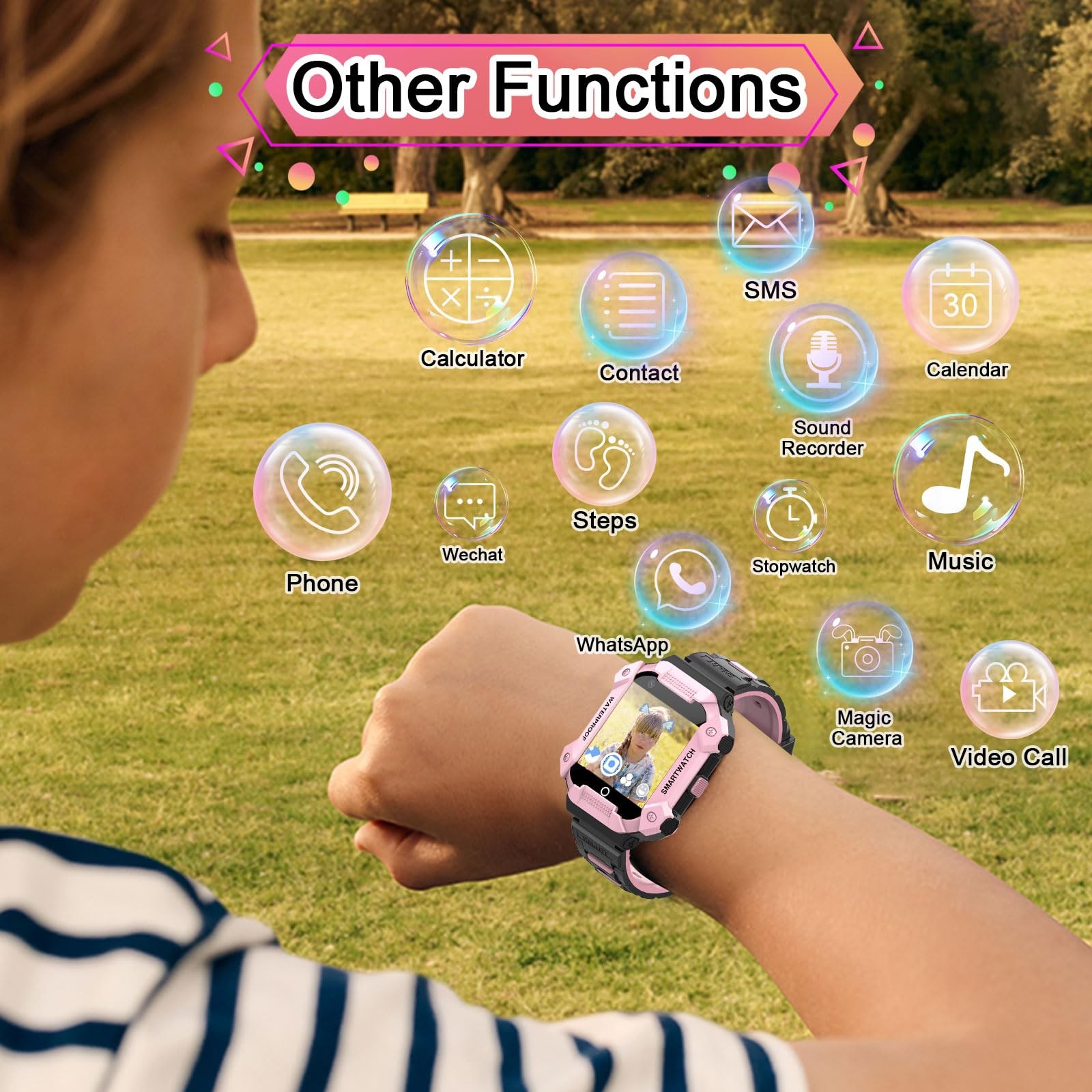 4G GPS for with SIM Card, 1.4″ Touch Screen for Boys Girls Gift, Watch with V…