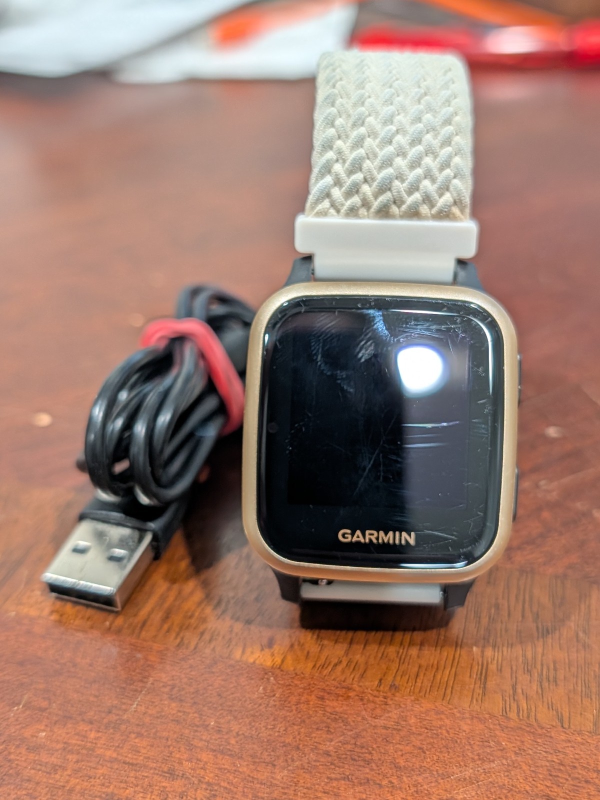 Garmin Venu SQ Music Smart Watch Preowned Gold / Black Fabric strap Fully Tested