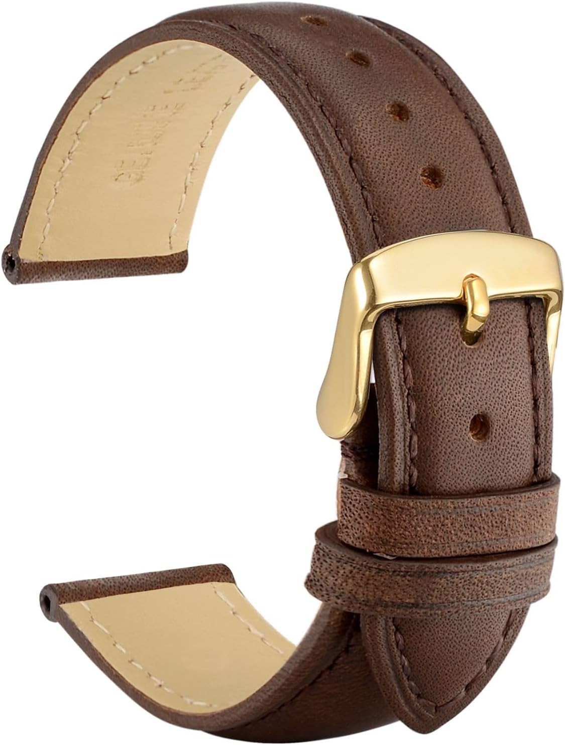Case for 20mm Leather Watch Band for Men and Women, Gold Buckle (Dark Brown)