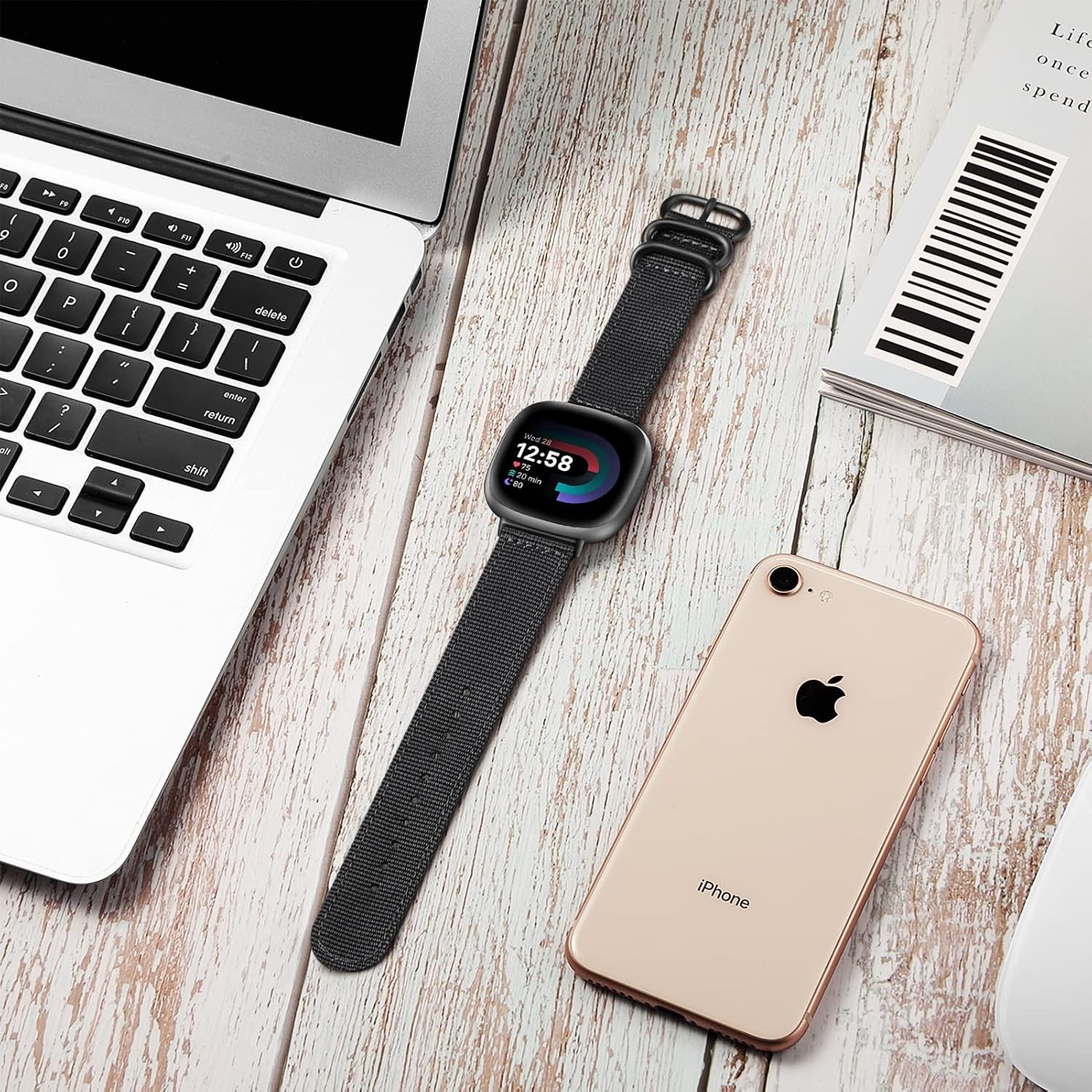 Soft Woven Nylon Strap Compatible with Fitbit Versa 4 3
